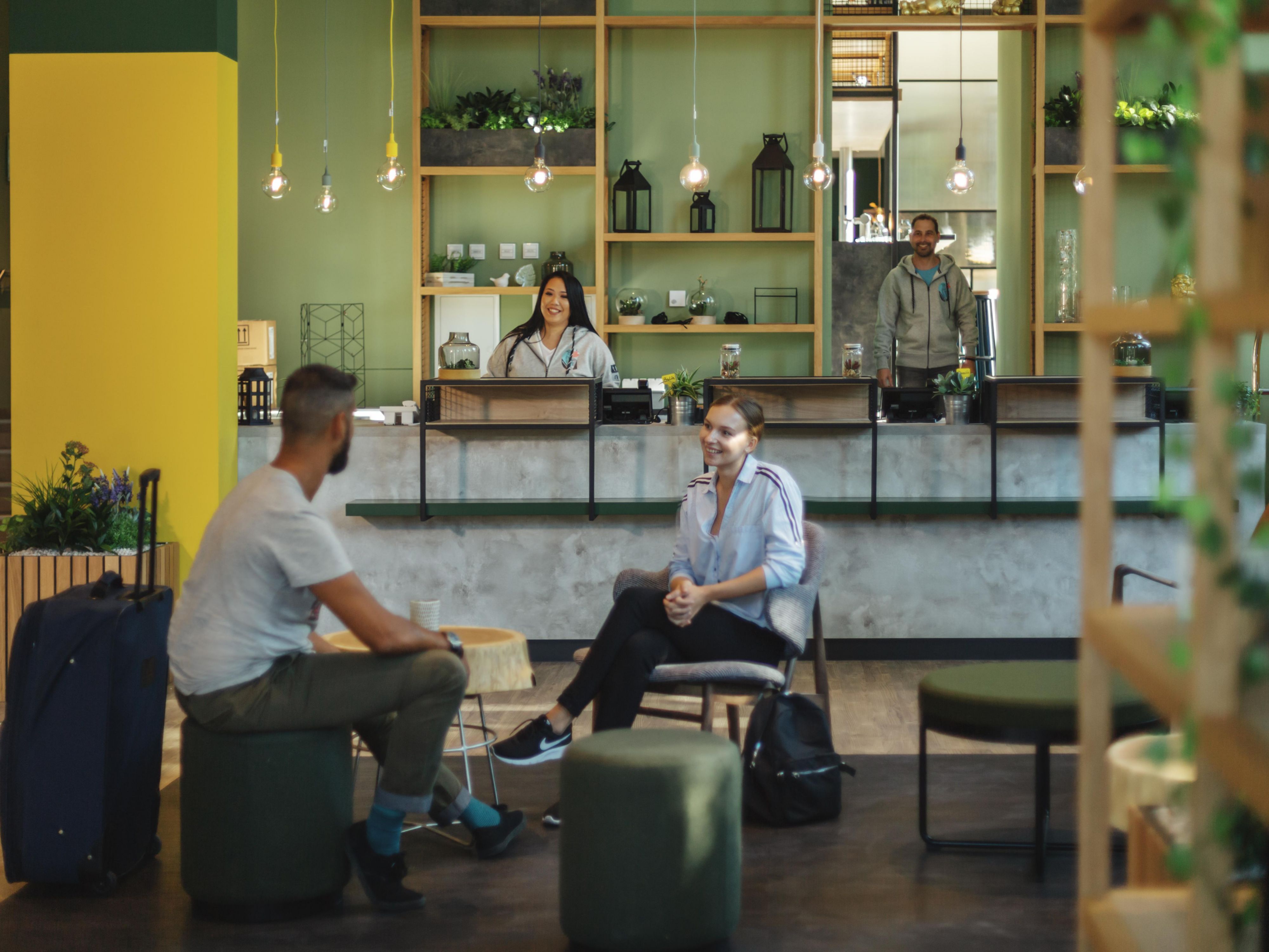 In our rooms, we've chosen to forgo the traditional desk to create more space. Instead, our Living Lobby offers a co-working area, perfect for business guests, with comfortable seating, USB ports, power outlets under the benches, and high-speed Wi-Fi. It’s an ideal spot to work, meet colleagues, network, or simply relax in a bright, cozy atmosphere