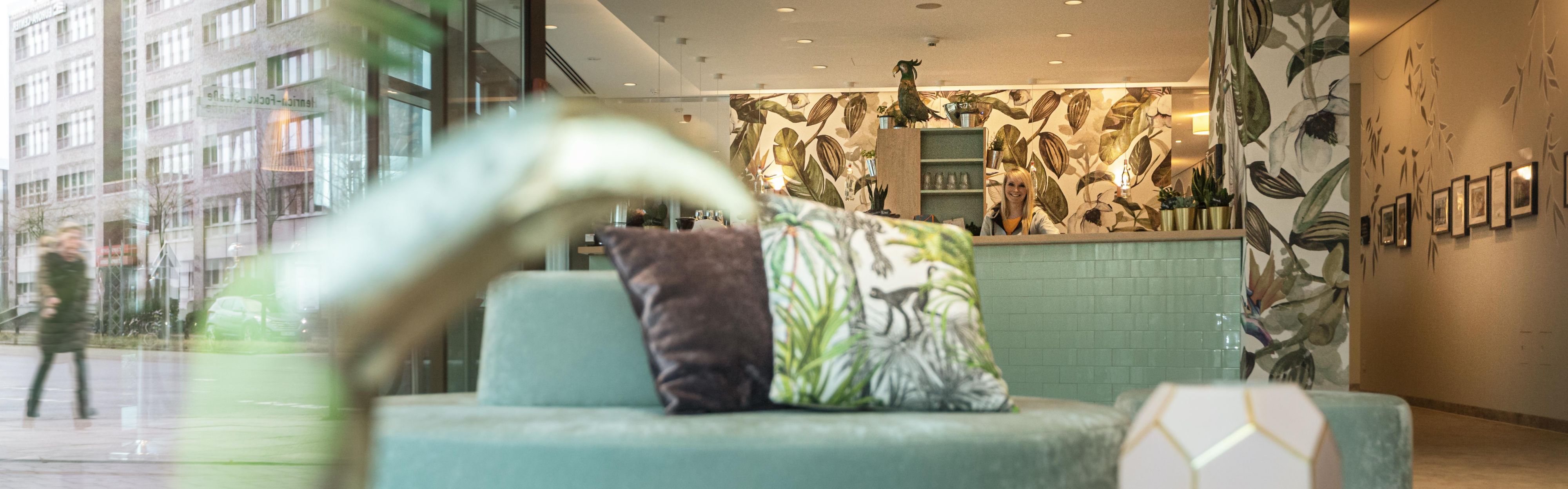 Hotel lobby: modern design meets cosy atmosphere