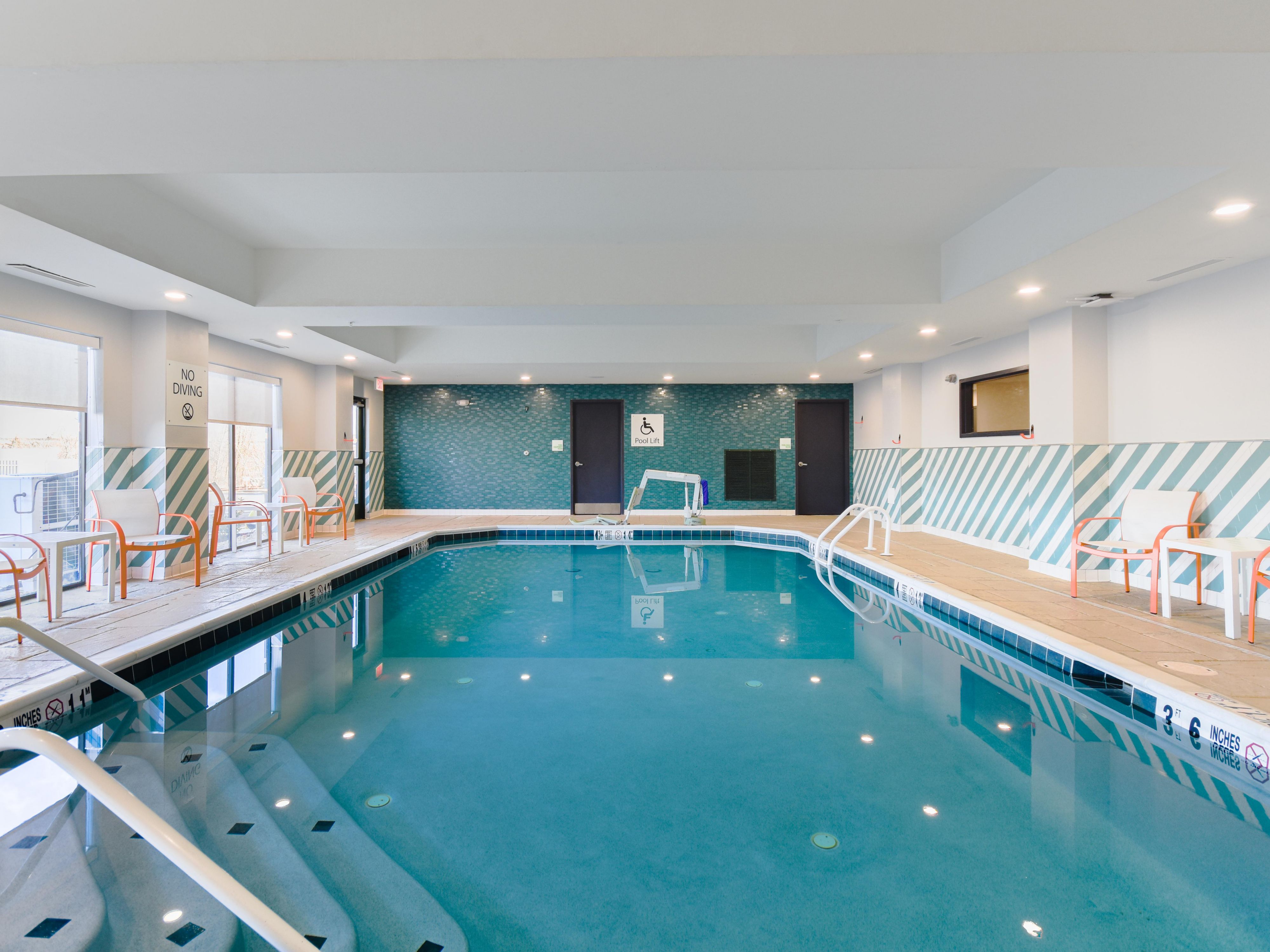 Take a dip in our heated indoor pool, open year-round.