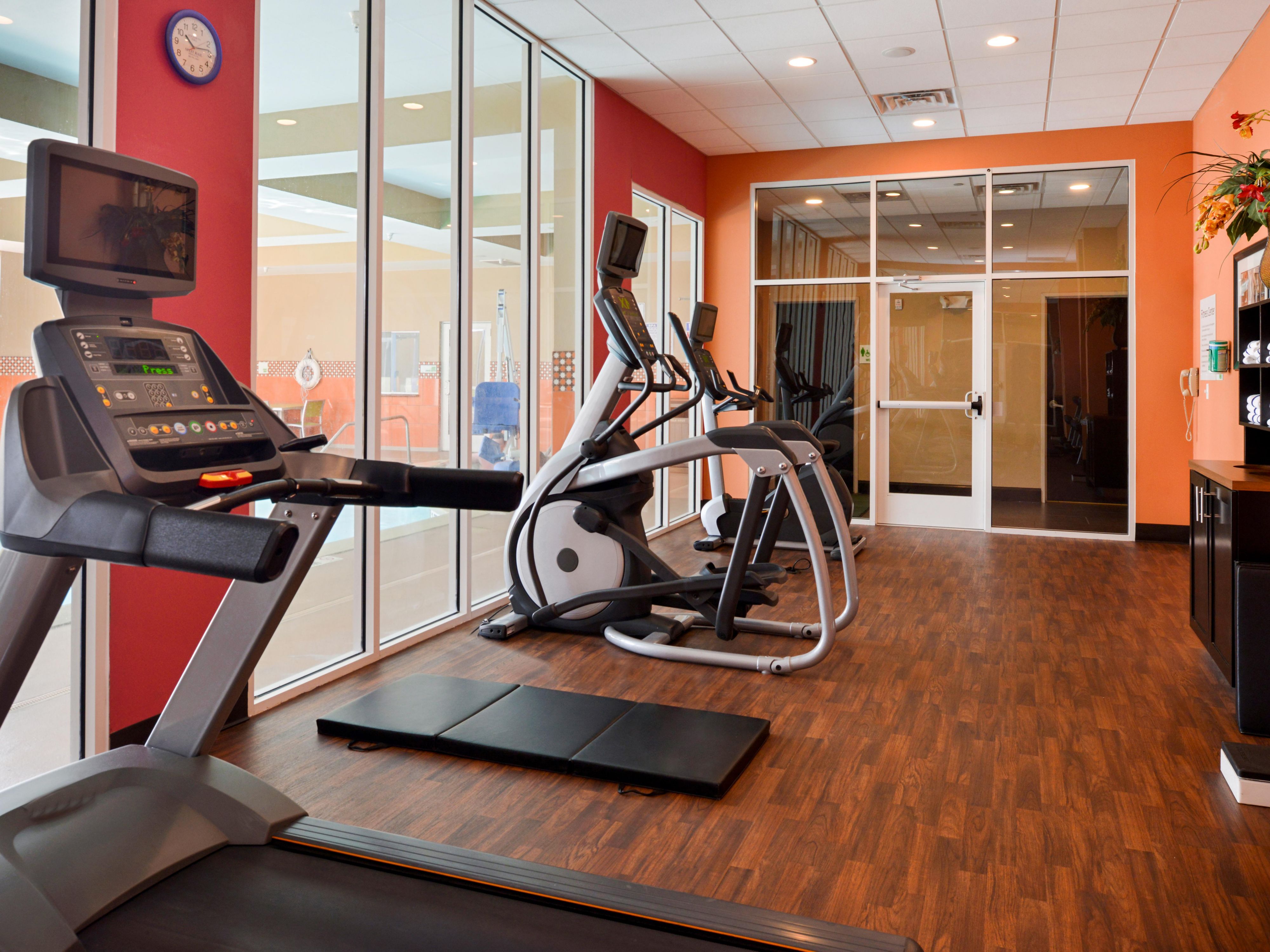 Our fitness center offers prime cardio and weights equipment.