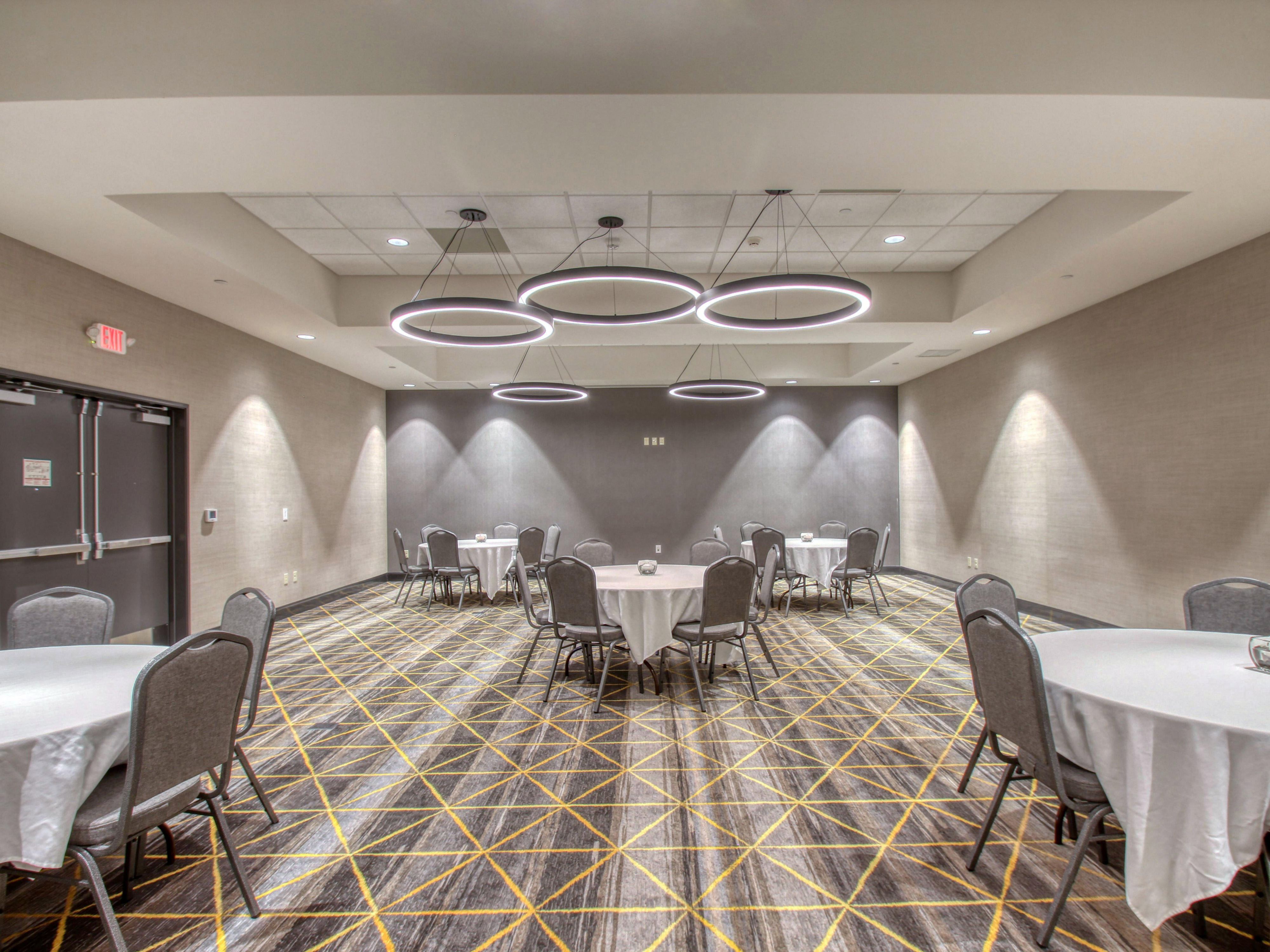 Approximately 3,800 square feet of flexible meeting space made up of beautiful pre-function space, 2 meeting rooms (A/B) which can connect (2,000 sq. ft. together) and an Executive Board Room (333 sq. ft.). Give us a call so we can see if our new, modern meeting and event space will be a fit for you! 