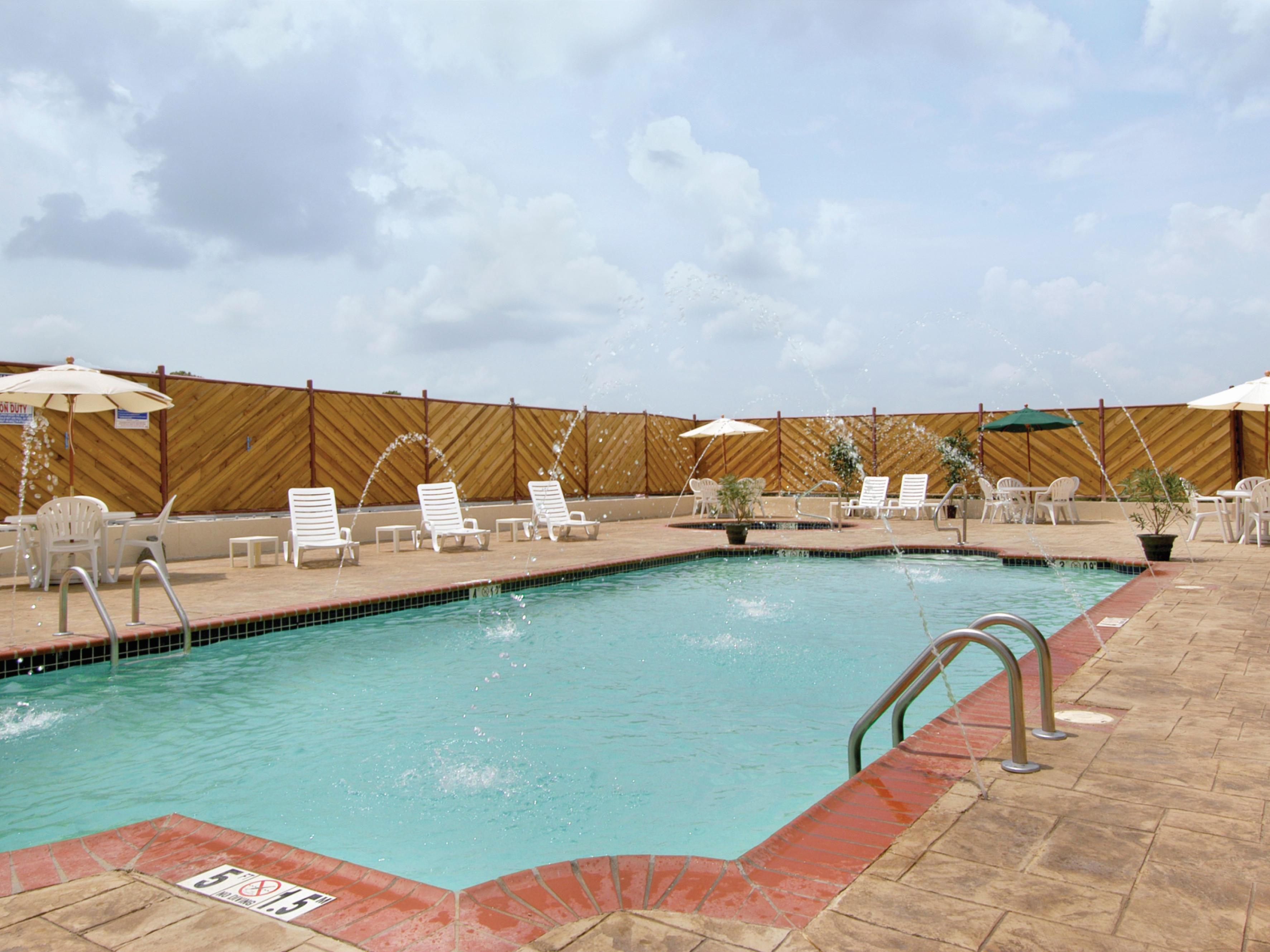 Enjoy our refreshing outdoor pool from Memorial Day Weekend through Labor Day during the hot summer days here in Mississippi.