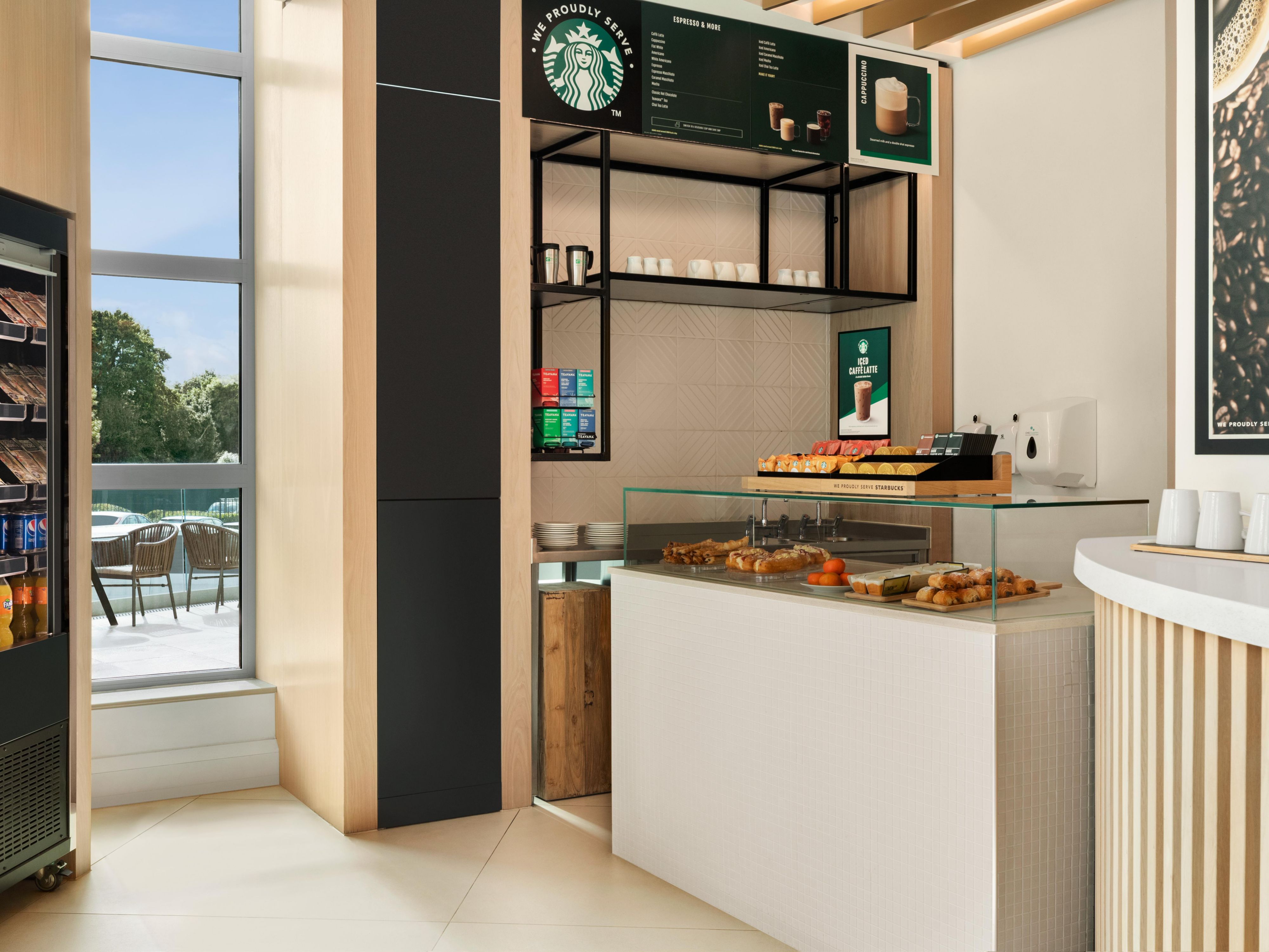 Fuel your journey with our on-site electric vehicle charging. While your vehicle powers up, indulge in a freshly brewed cup at Starbucks Cafe & Bar. Convenience meets refreshment!