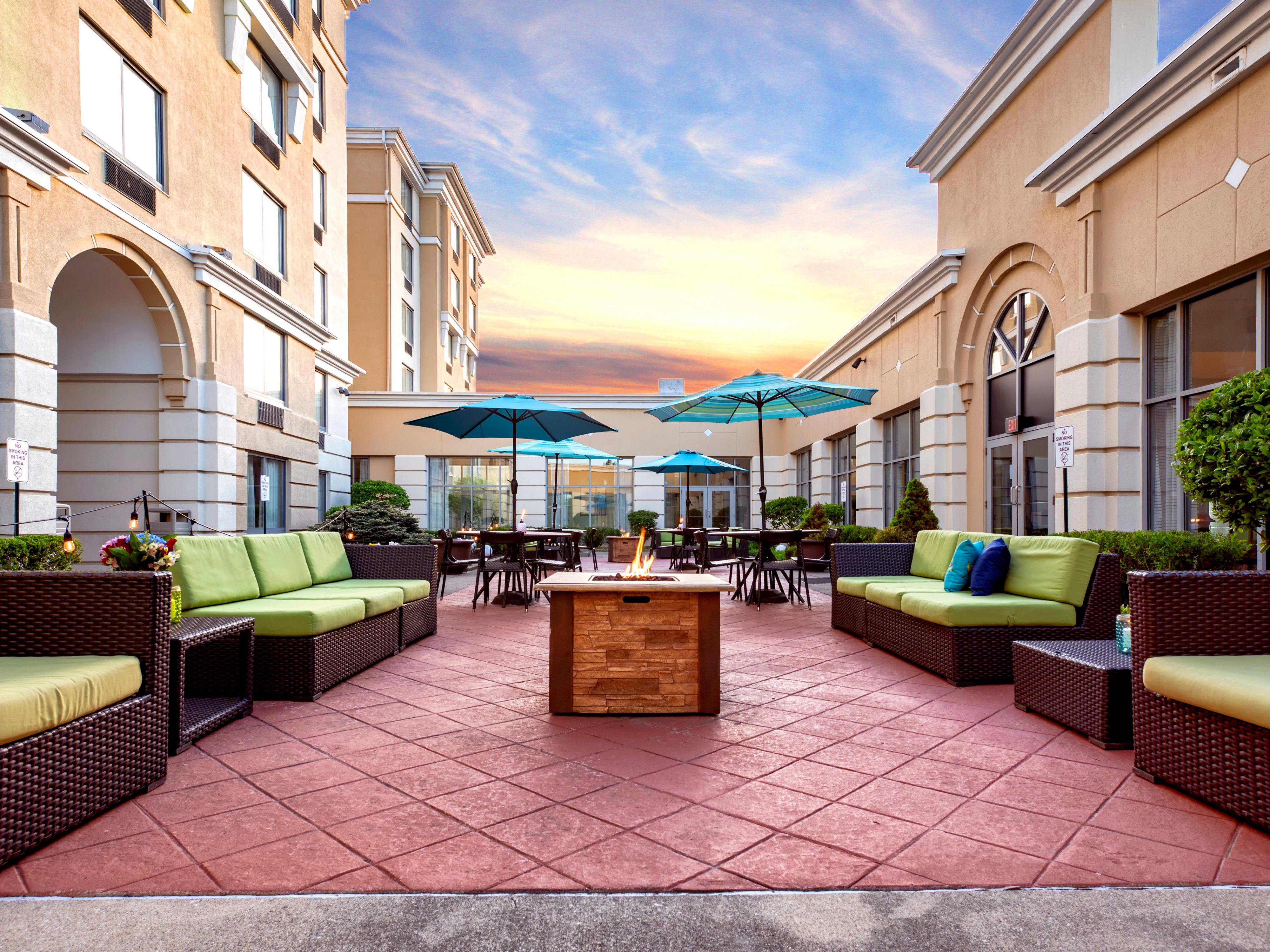 Enjoy our wonderful outdoor courtyard area to meet with friends, family and colleagues during the gorgeous Indiana Summer! 