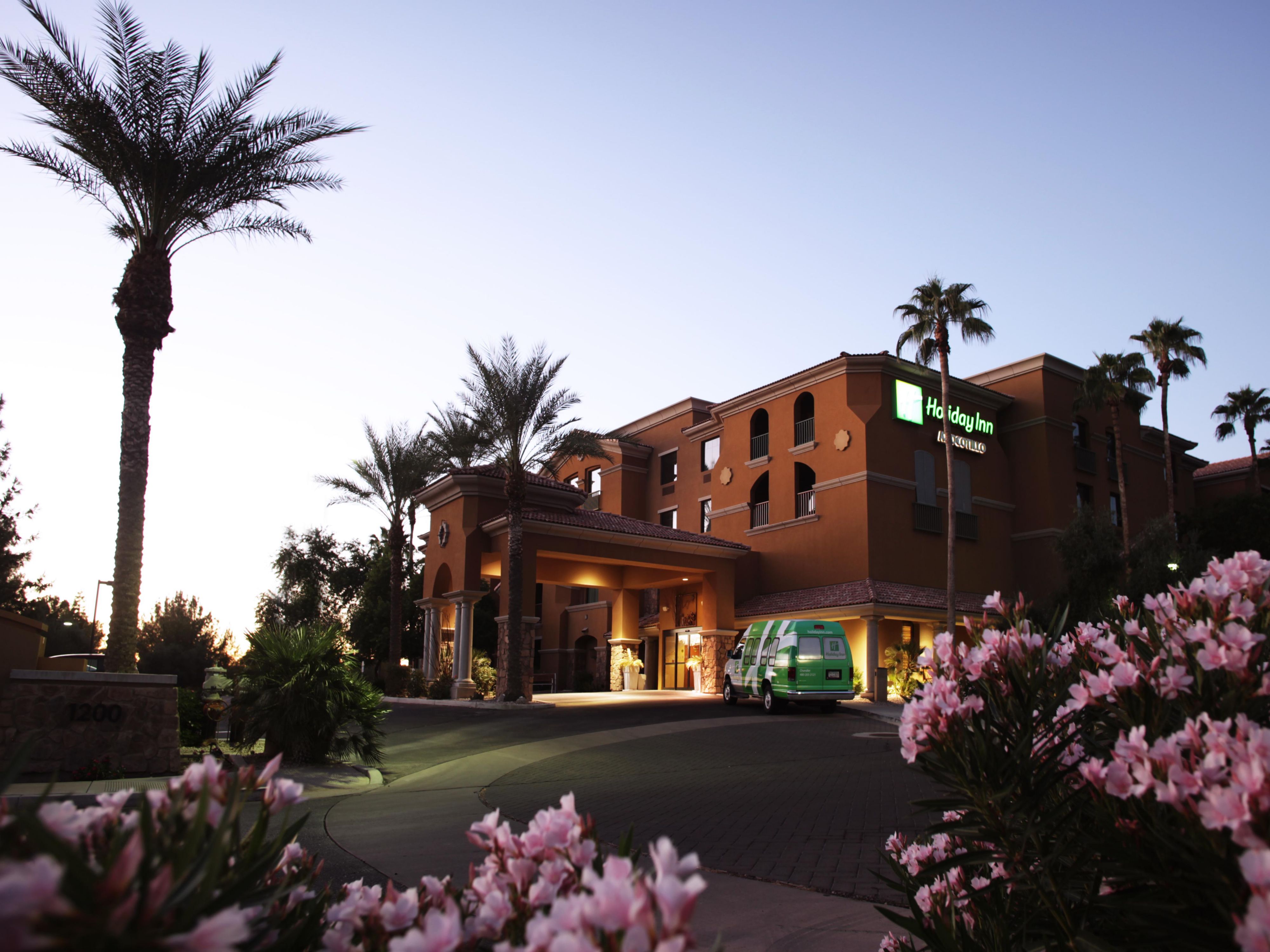 We'll greet you with the comforts of home while traveling on business.  Our friendly neighborhood destination is minutes away from major corporate offices such as Intel, Wells Fargo, Northrop Gumman, PayPal and Ontrac. Enjoy dinner and drinks or simply relax by the heated pool. Treat clients to a round of golf next door at Ocotillo Golf Course. 