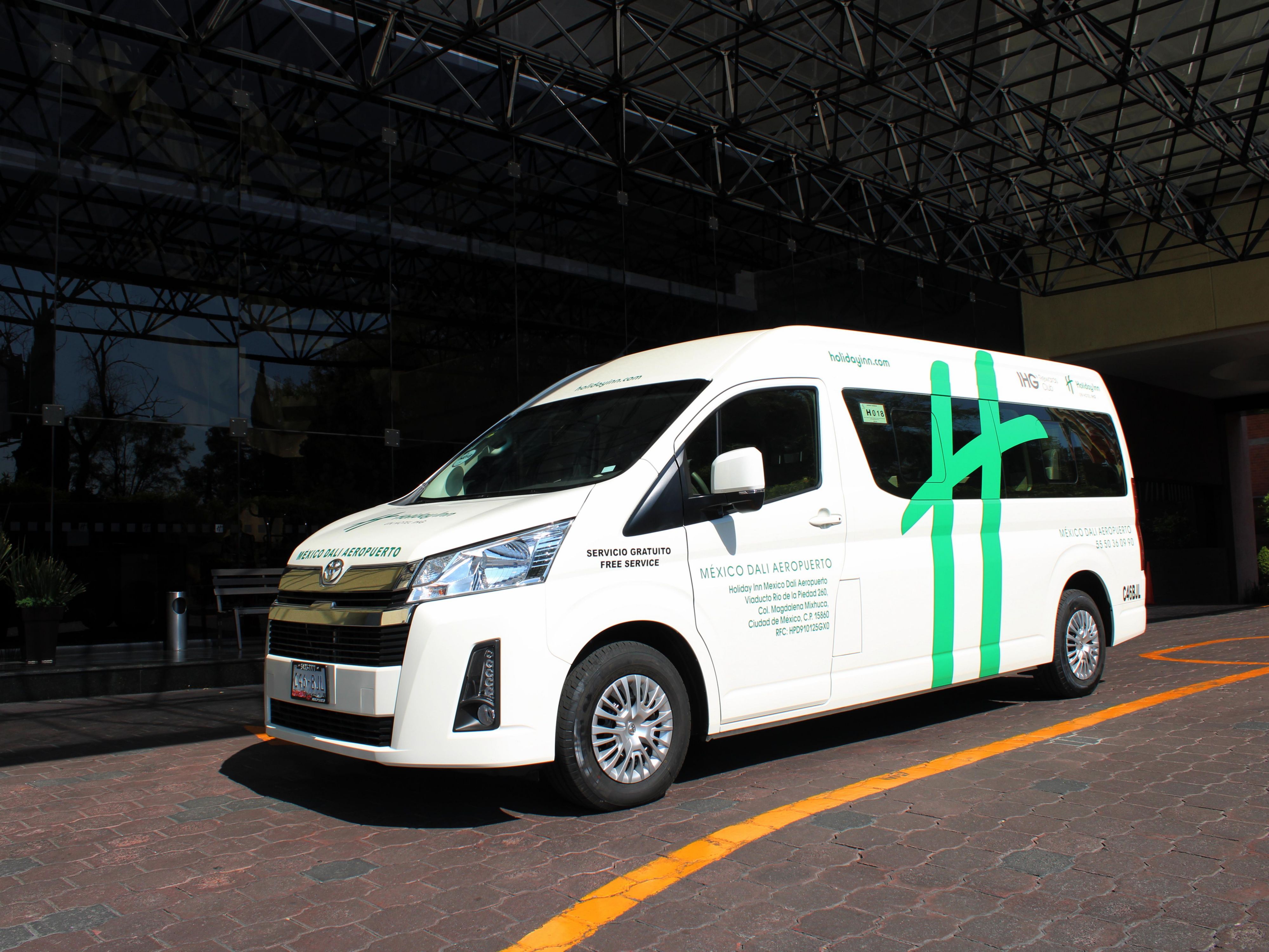 We offer free shuttle from/to airport, in order to identify our shuttle, at terminal 2, please go to our office, that is located downstairs between gate 3 and 4 and wait for our shuttle. It is a white van, with the Holiday Inn Mexico Dali Airport sign on it.