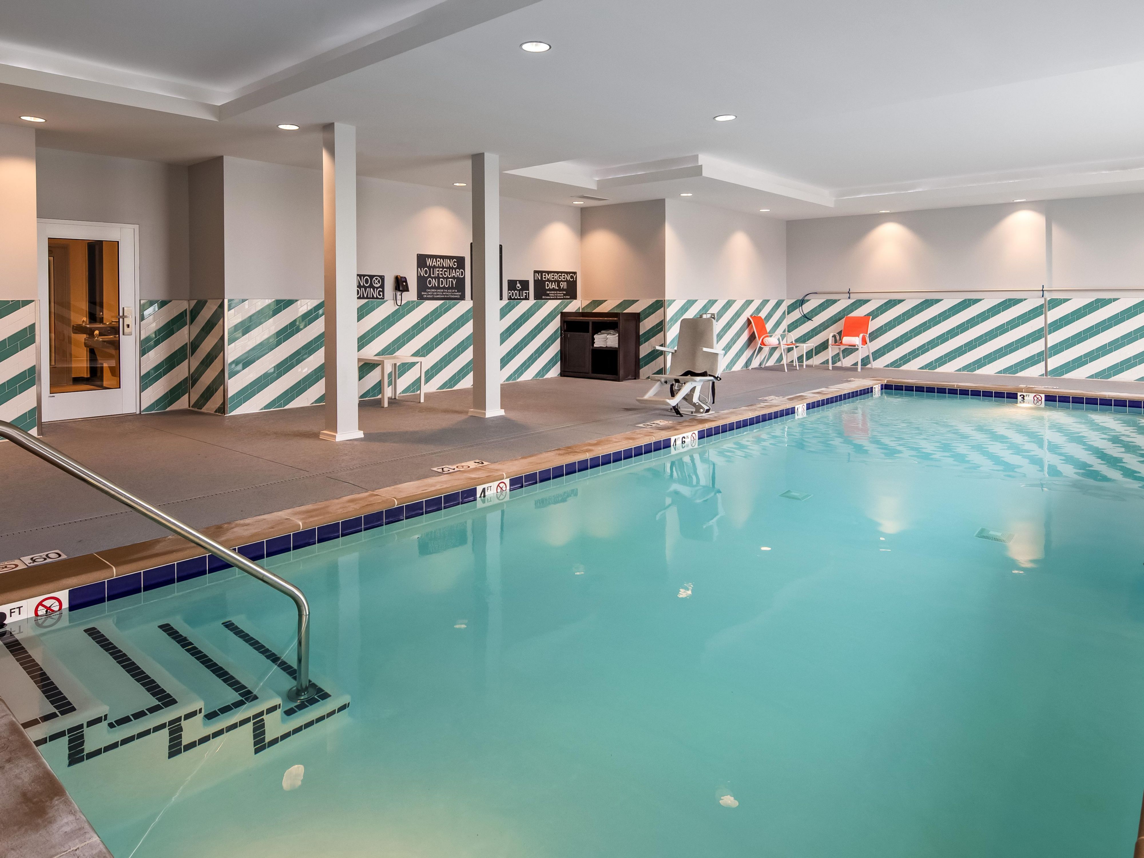 Step into our indoor, heated salt water pool.  The perfect size to entertain the kids, or just get some exercise.  