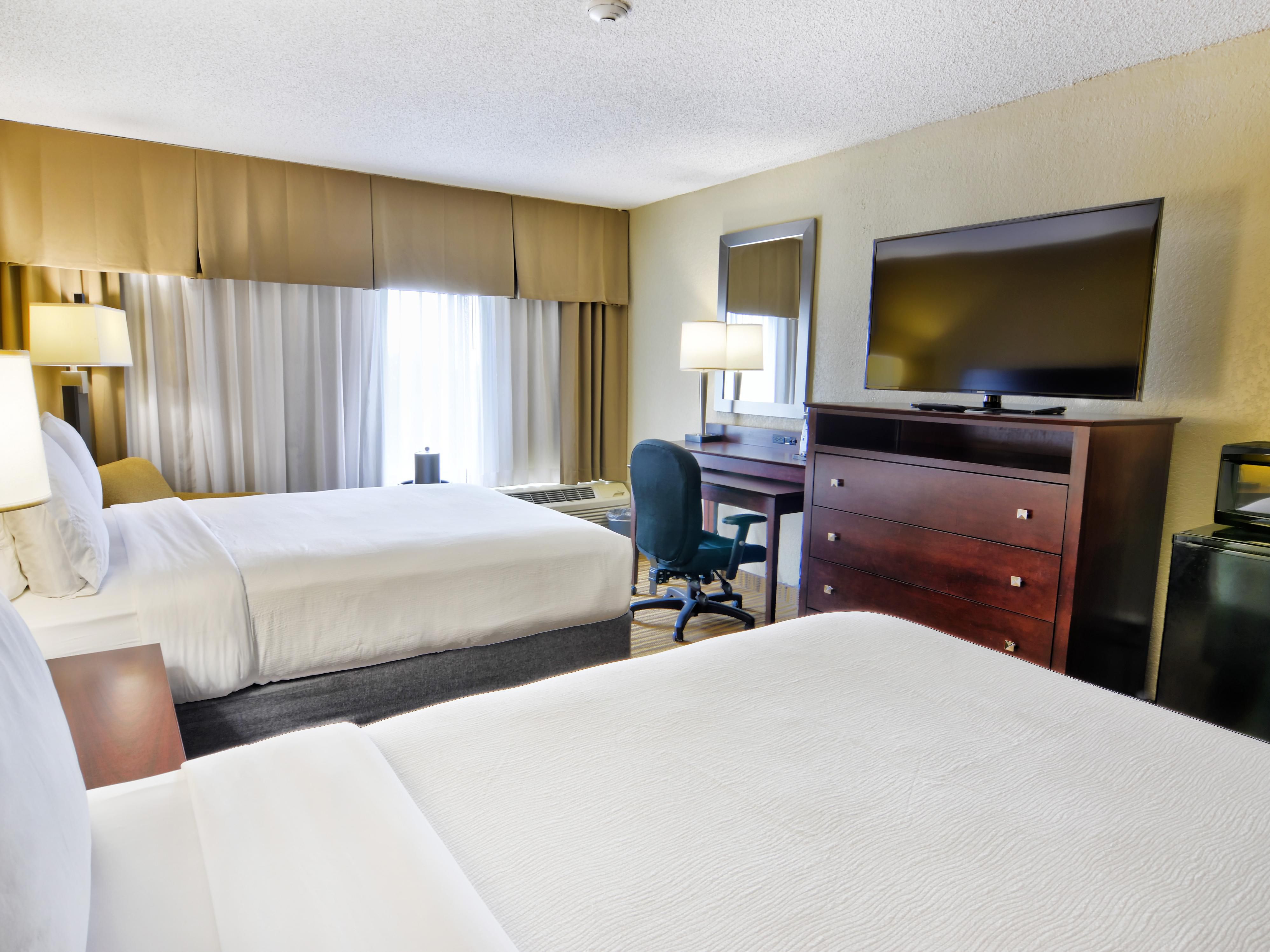 2 Queen Beds Standard Guest room, microwave, mini-fridge, desk