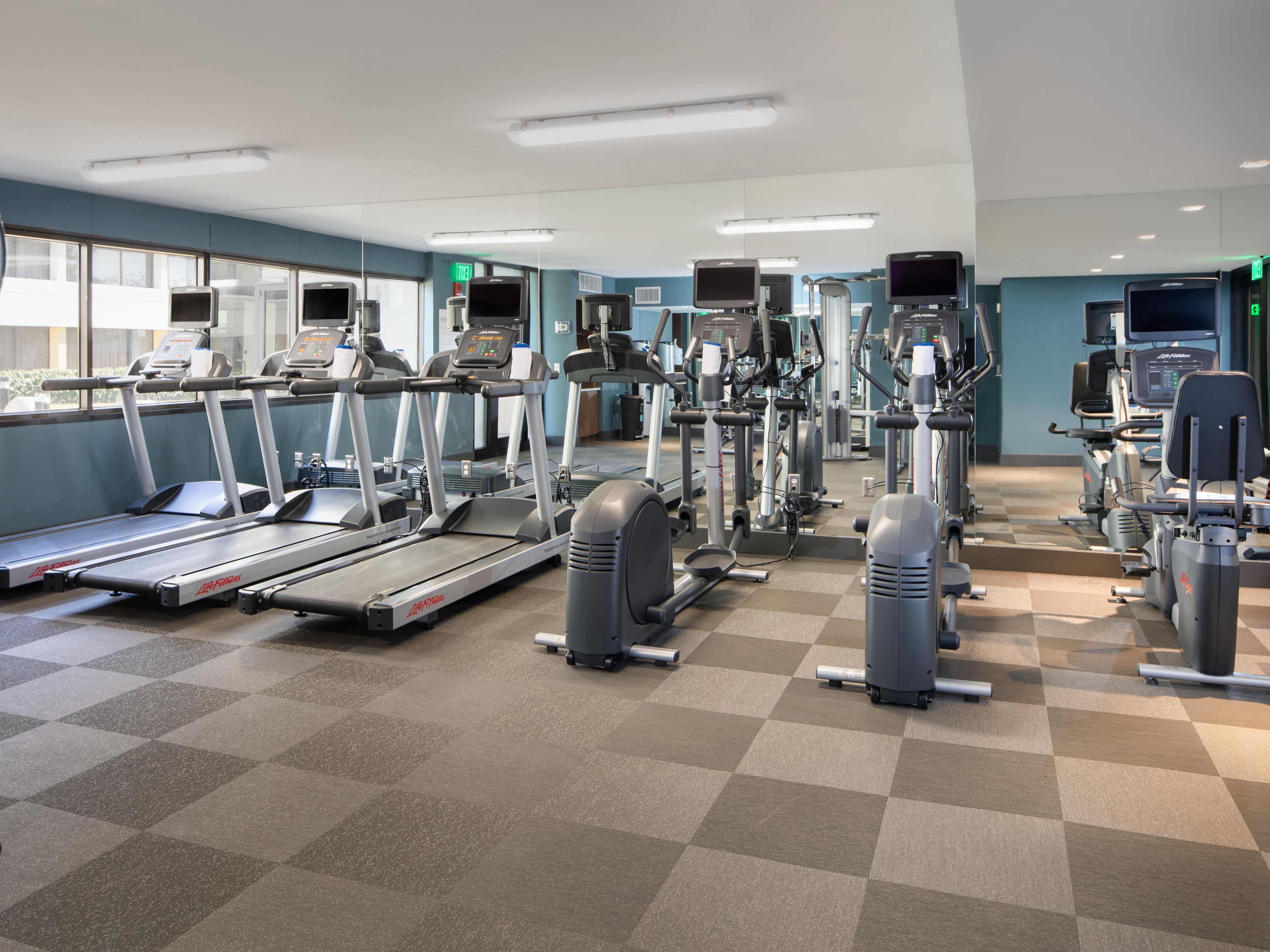 Stay active and energized during your stay with access to our 24-hour Fitness Center. Equipped with an elliptical, bikes, treadmill, exercise balls, and free weights, our facility has everything you need for a great workout. Enjoy complimentary towels, water, and a TV to make your fitness routine even more enjoyable.