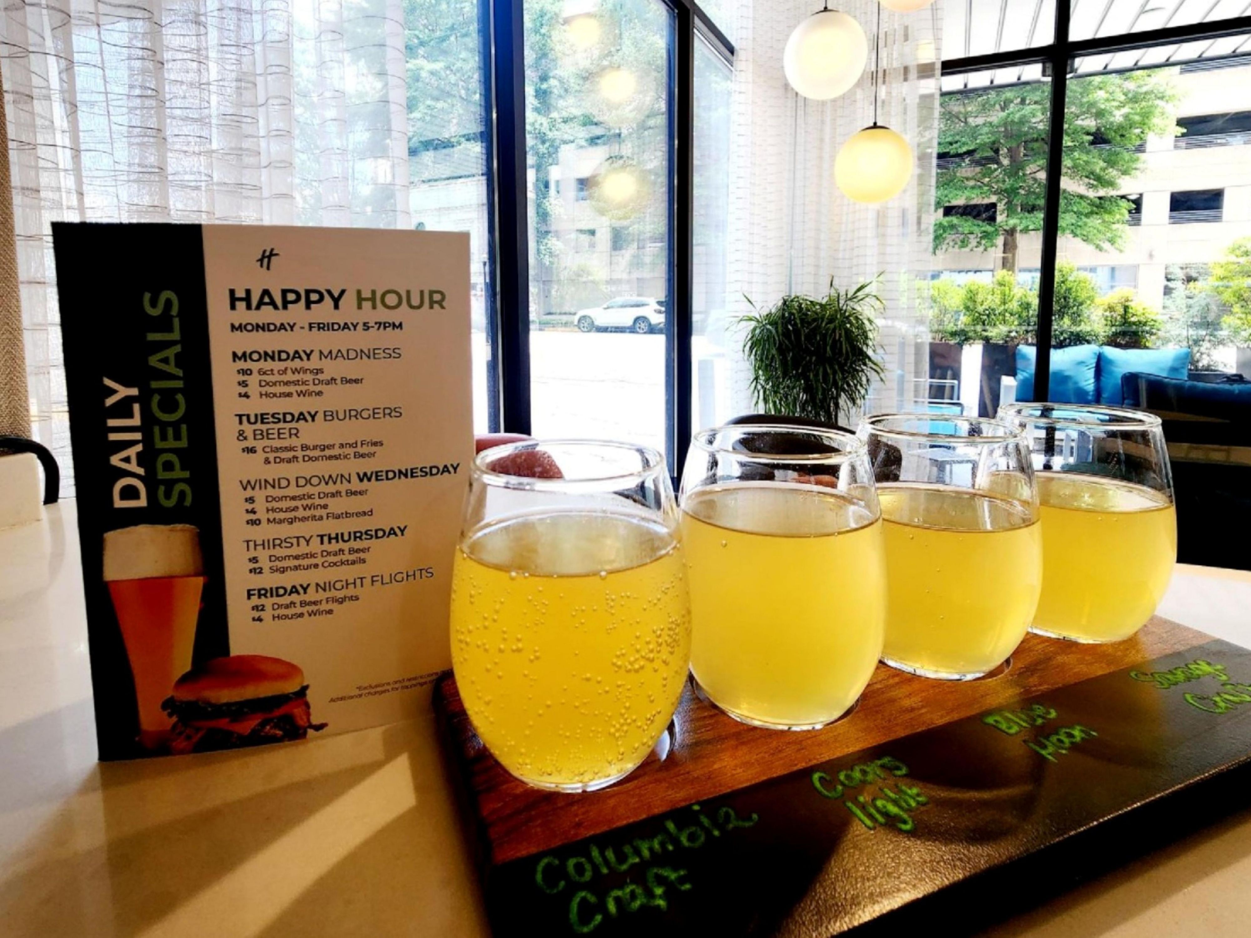 Kick off your weekend with Friday Night Flights during Happy Hour at our Columbia restaurant. Enjoy curated craft beer flights showcasing the best brews from South Carolina, just minutes from the State House and Main Street. It’s the perfect way to toast the end of the week and savor local flavors without leaving the hotel.