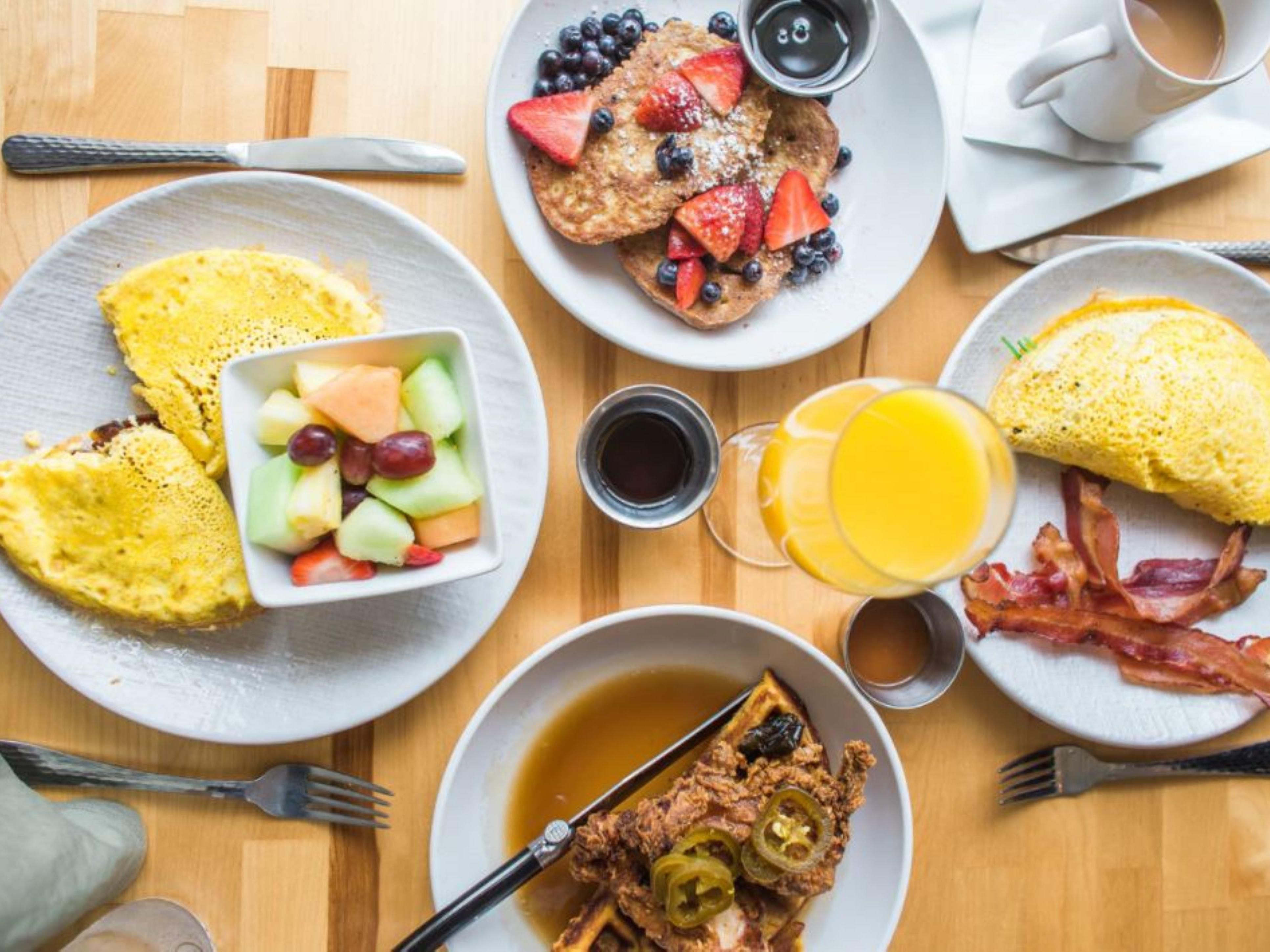 We are now serving breakfast for all of our guests to enjoy. Breakfast is made to order off our abundant menu, ranging from hot pancakes, eggs, breakfast meats, breakfast breads, and beverages. Hours vary by day of the week. 