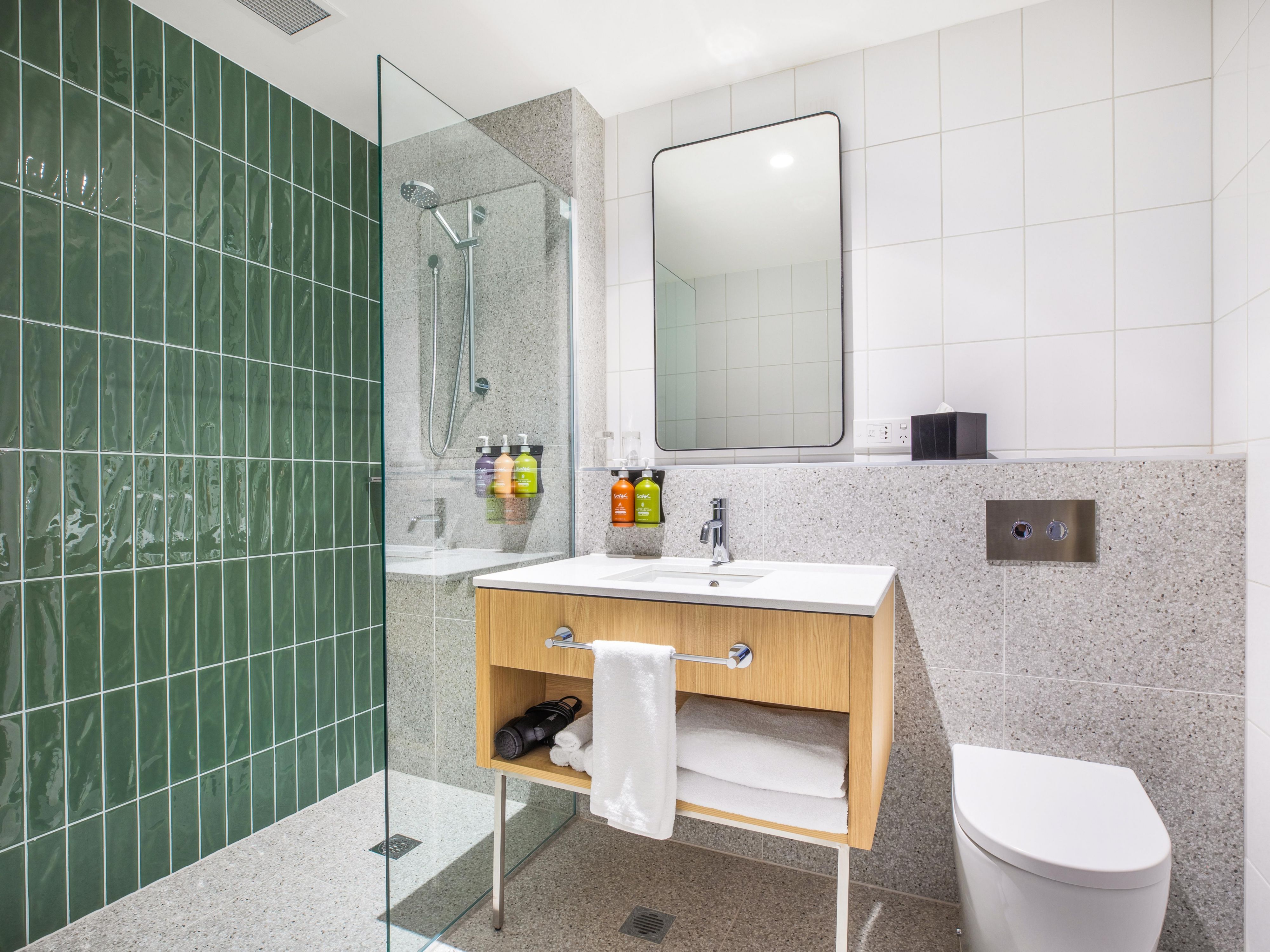 Every bathroom features a spacious, full-sized shower designed for your comfort and convenience.