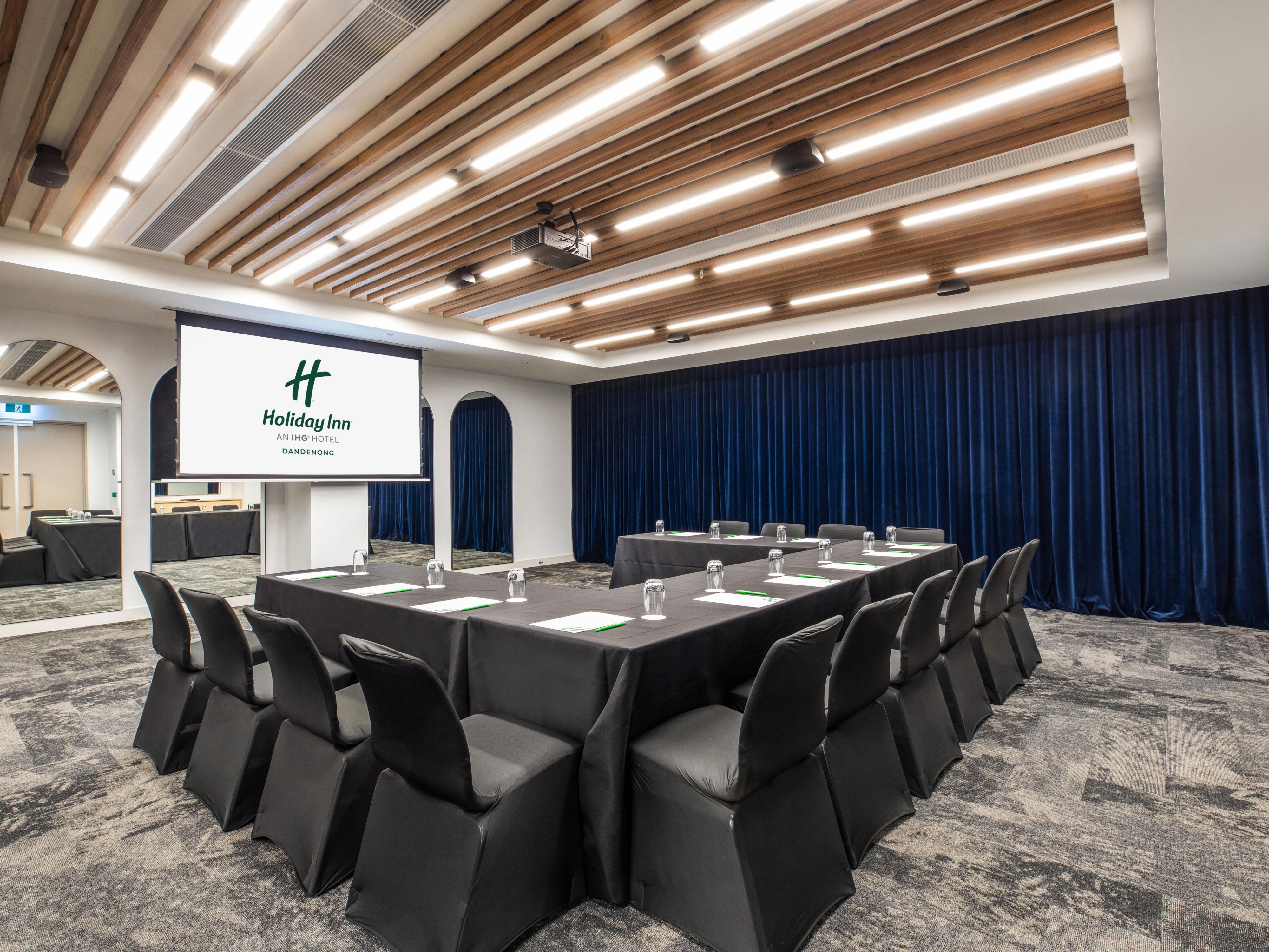 Offering 3 purpose-built function rooms and 154 sqm of meeting space, discover a brighter place to connect at Holiday Inn Dandenong. Enjoy a selection of delicious menus and catering options plus our vibrant open lobby with a contemporary business centre, all-day dining lounge and flexible spaces to use however you like.