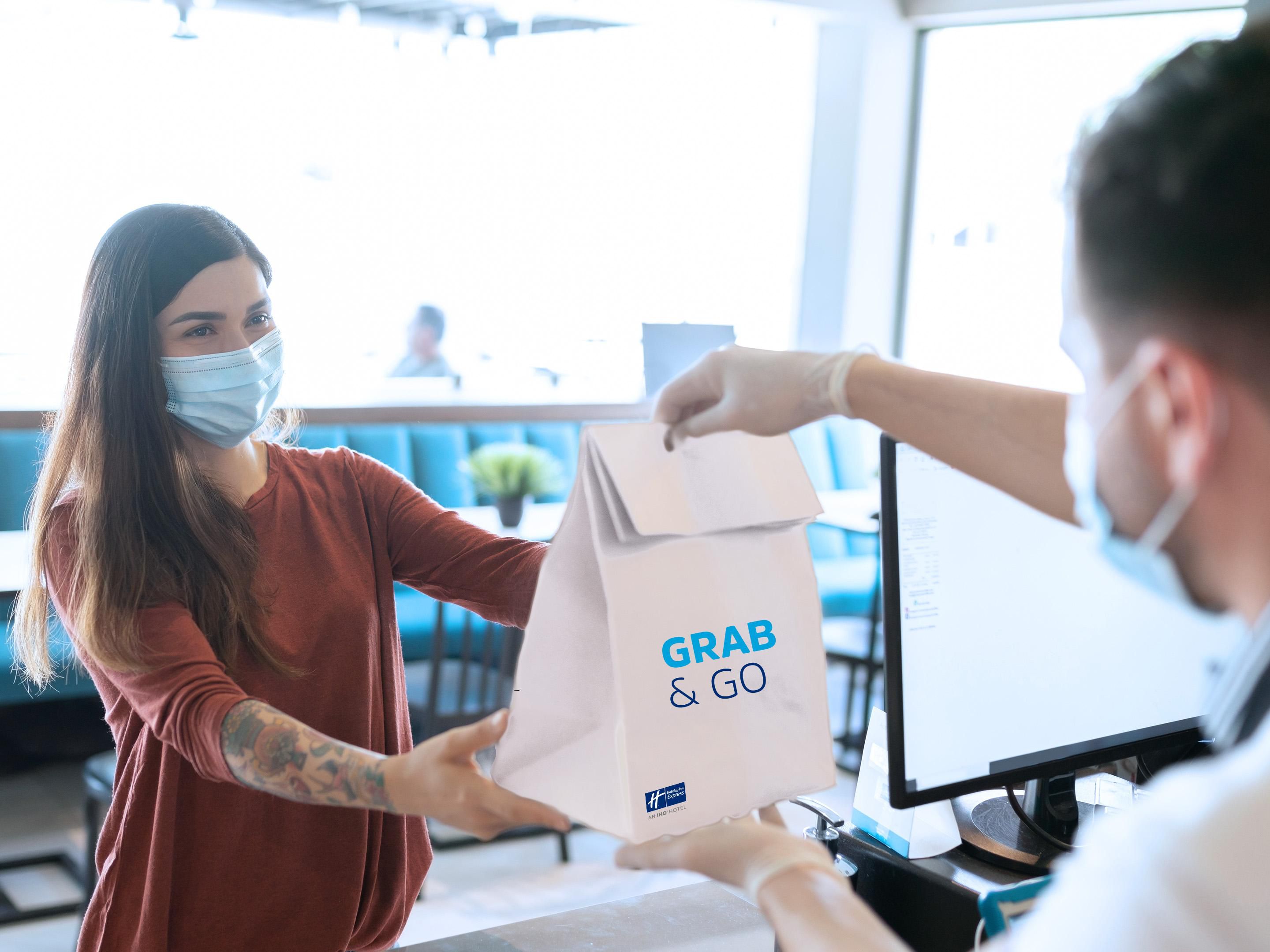 Head to the Great Room for our free Express Start® breakfast, or enjoy our Grab & Go option if you're short on time. When you need to break quicker, help yourself to some fresh morning pastries and hot coffee to start your morning motor running with our Grab & Go takeaway option. Your favorite items are now available for delivery too.