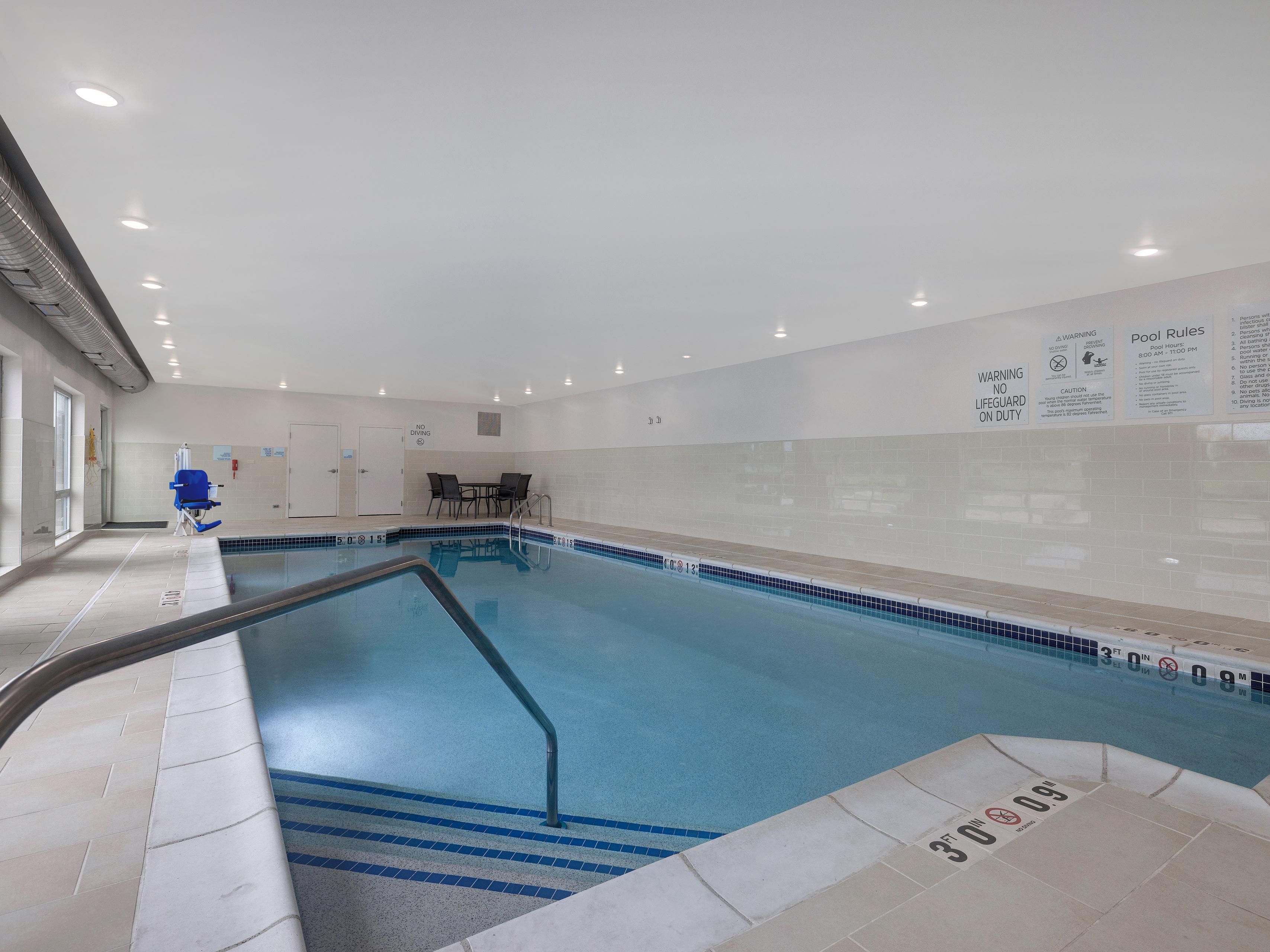 Enjoy our indoor heated pool after a long day at work!