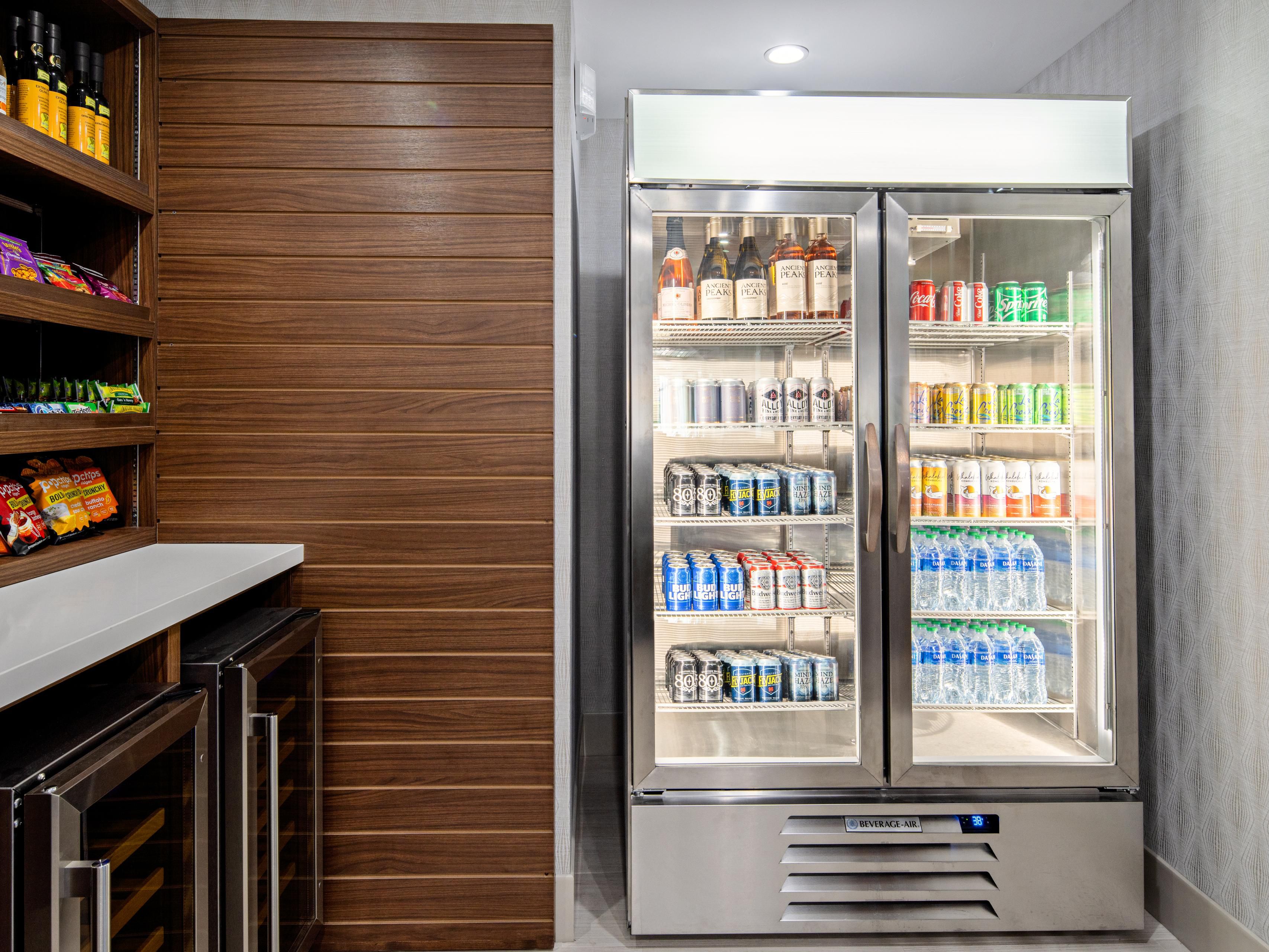 Visit our Market Pantry in the lobby for snacks, sweet treats, toiletries and locally curated items including beer + wine!  