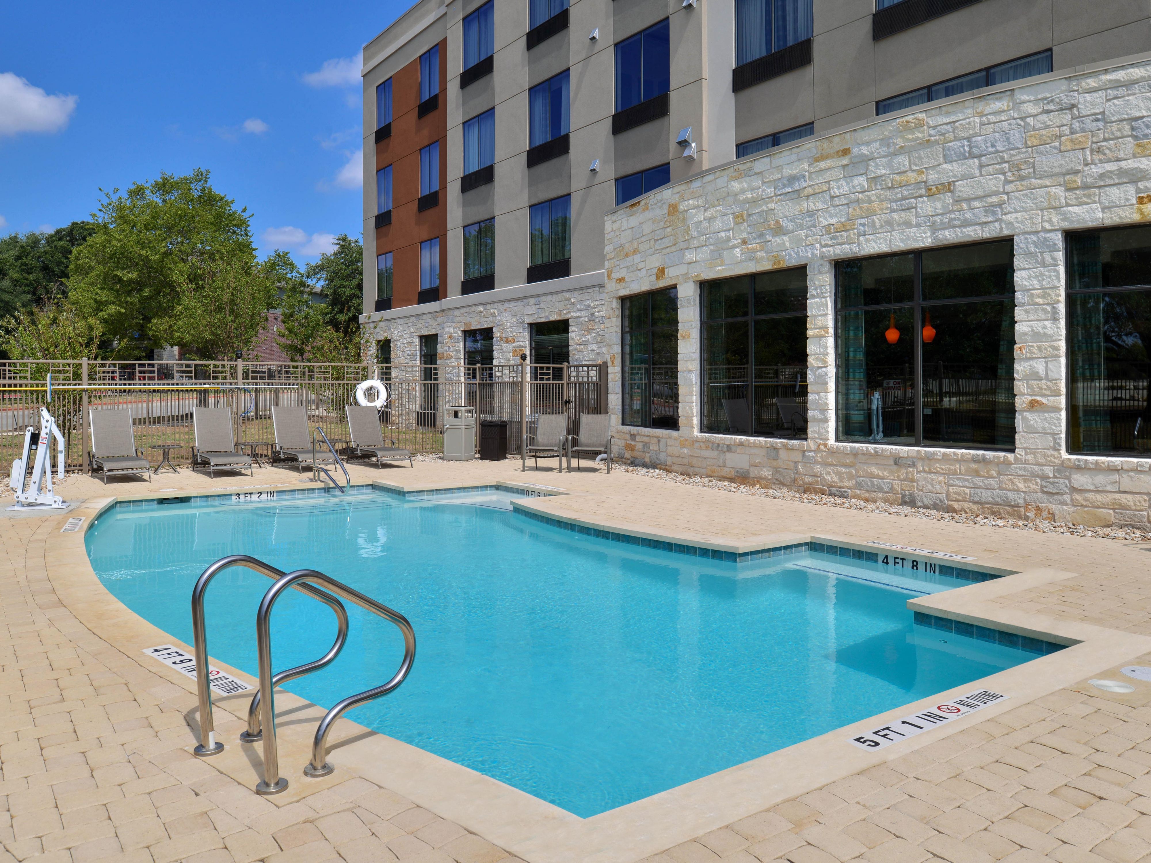 Start your day with our complimentary Express Start® Breakfast buffet, stay active in our Fitness Center, and relax at our Austin hotel with a pool. Enjoy convenient access to our 24-hour Business Center, free Wi-Fi, and easy onsite parking with ten EV charging stations. We provide all the amenities you need for a productive and refreshing stay.