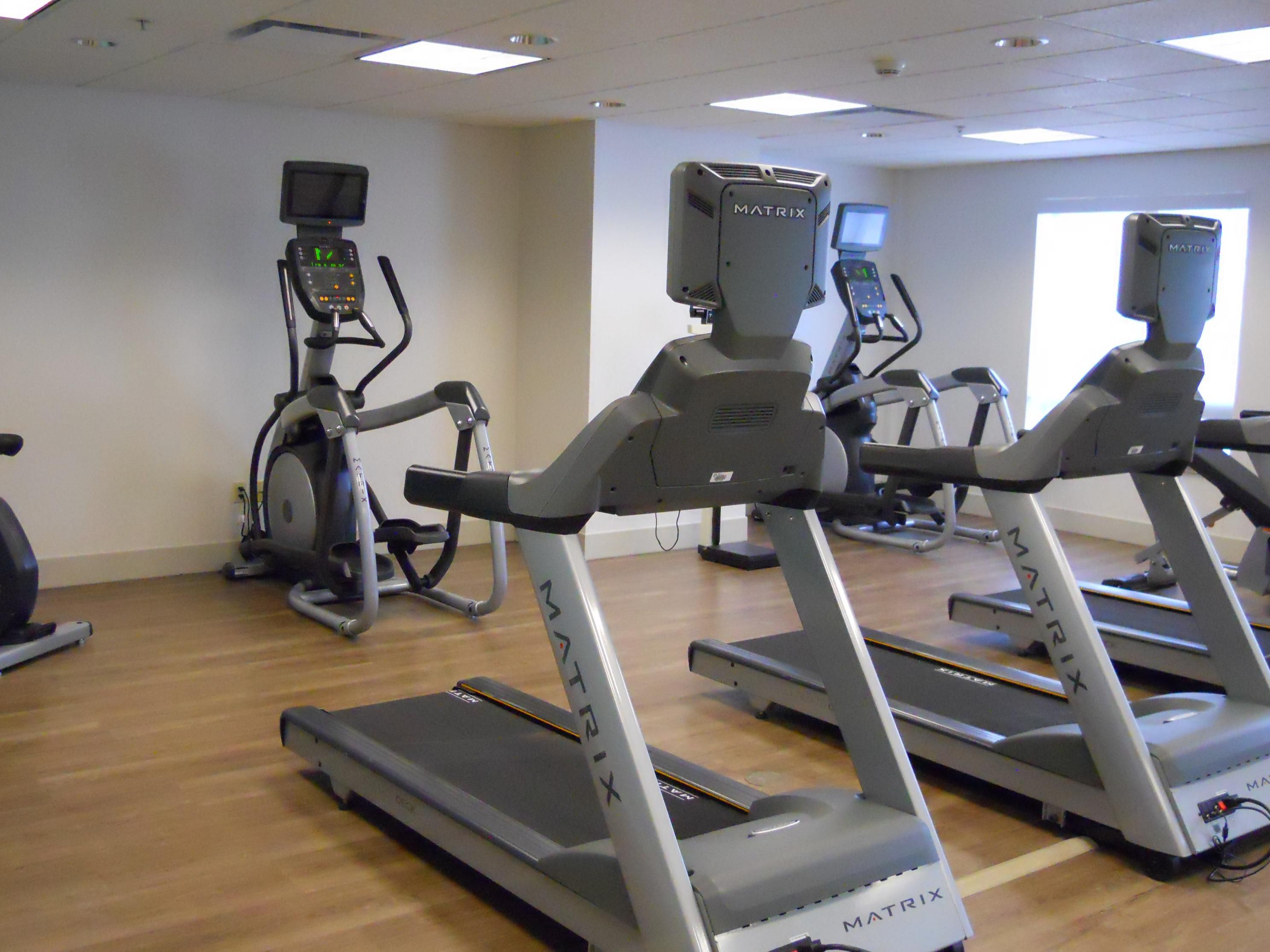 Updated Fitness Center with state of the art equipment. Get your workout in early or late with our fitness center open 24 hours. A great way to stay healthy while away from home. 