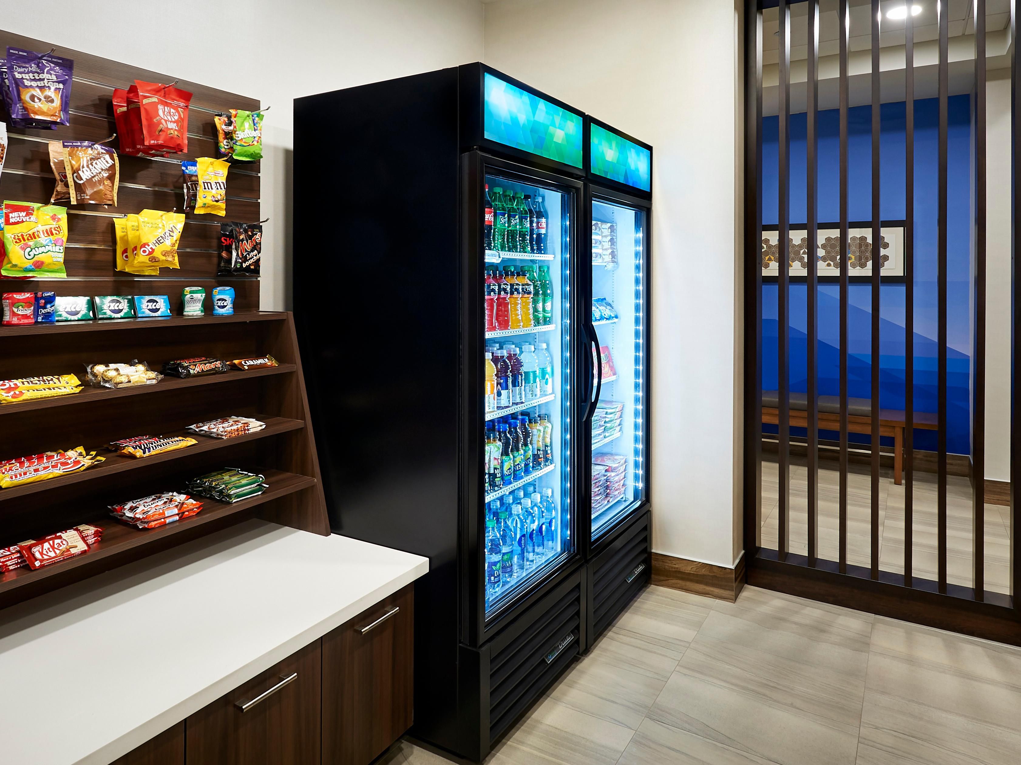 Visit our suite shop located next to the front desk in the lobby of the hotel. We may have the salty or sweet snack you are looking for. Find an array of chocolate, chips, candy, drinks, ice cream & more! Any questions? Please contact us.