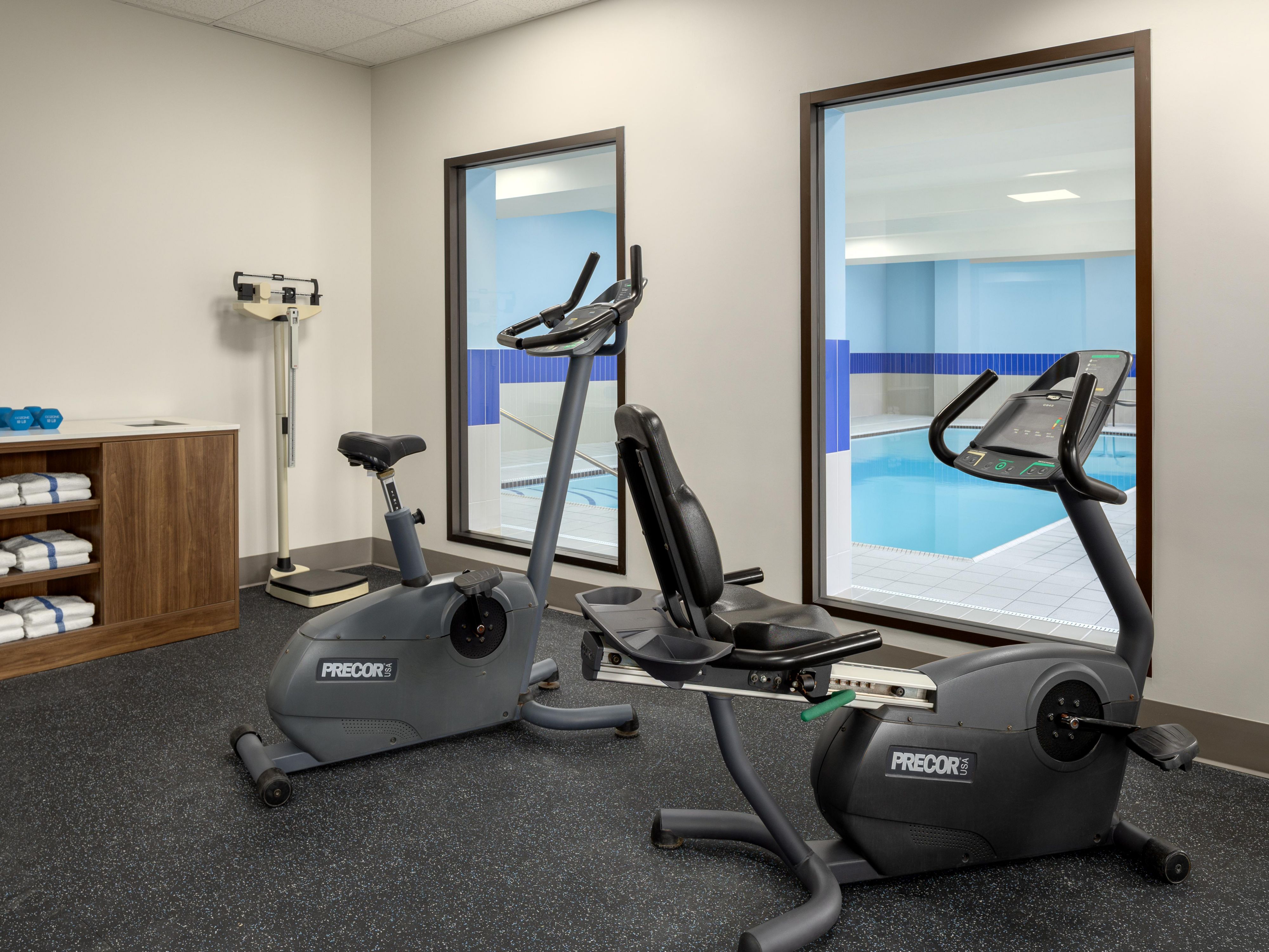 Fitness center with workout machines
