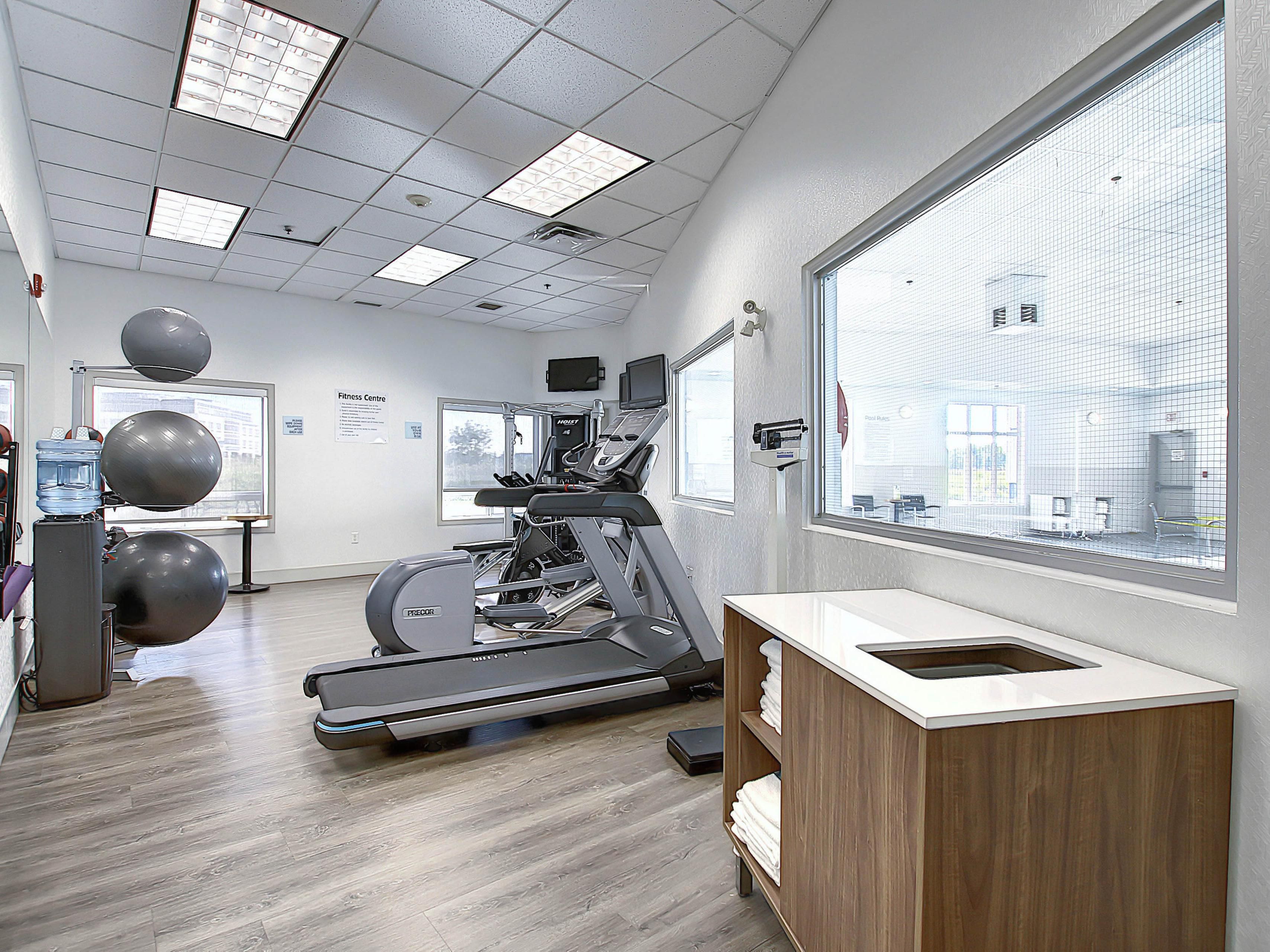 Our onsite Fitness Center has everything you need to get in a great workout on the road, so you don't have to feel like you are out of your routine. We've got a treadmill, elliptical, spin bike and a full set of dumbbells.