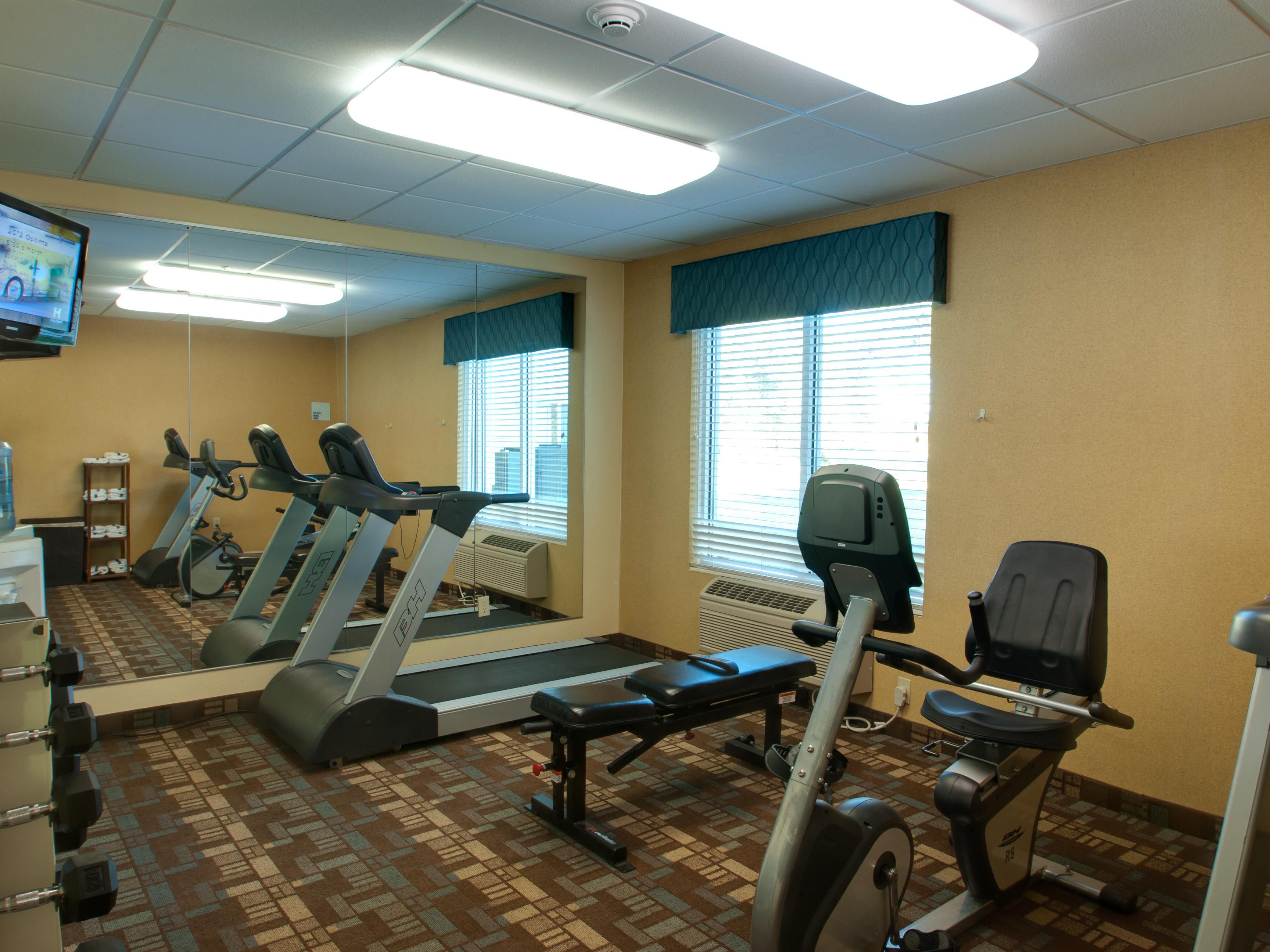 Our overnight guests can take advantage of our 24 Hour Fitness Center complete with free weights, exercise balls, tandem bikes, ellipticals and treadmills.
