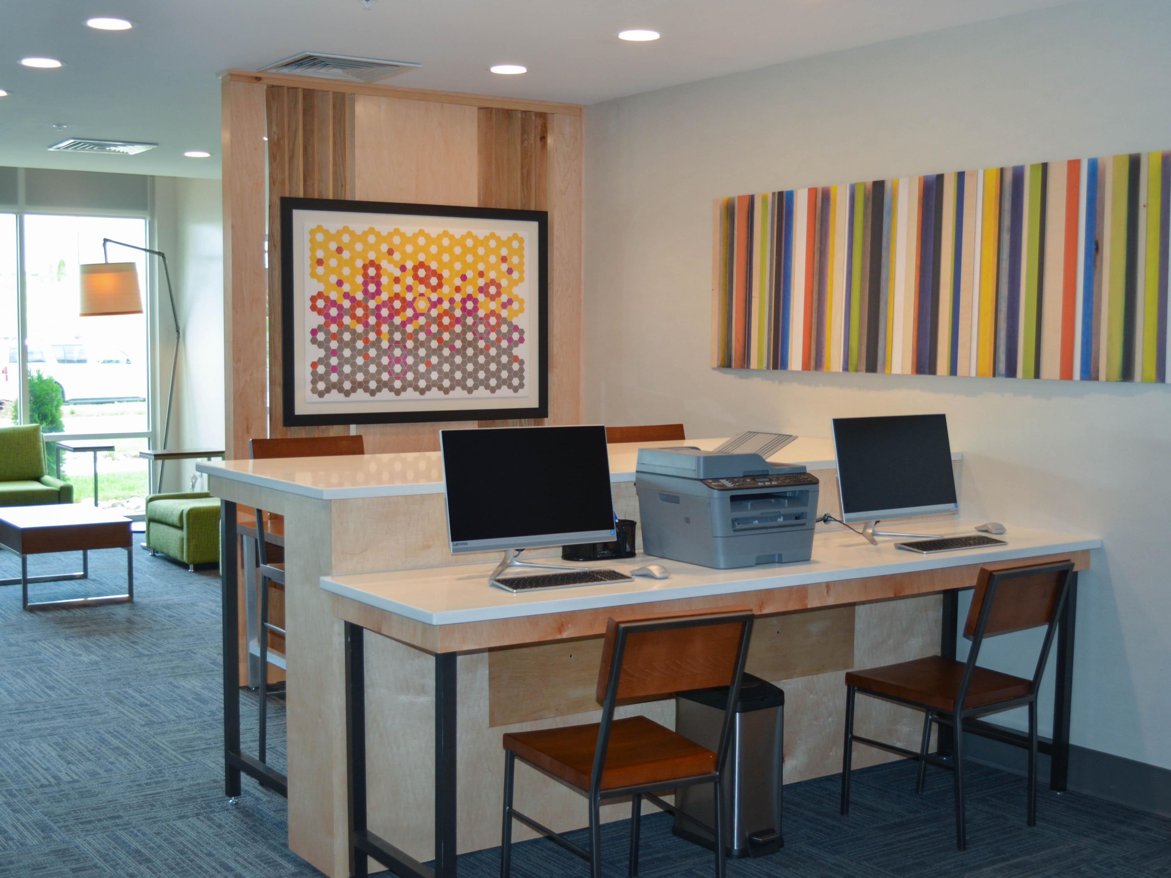 Business Center equipped with computers & printing services.