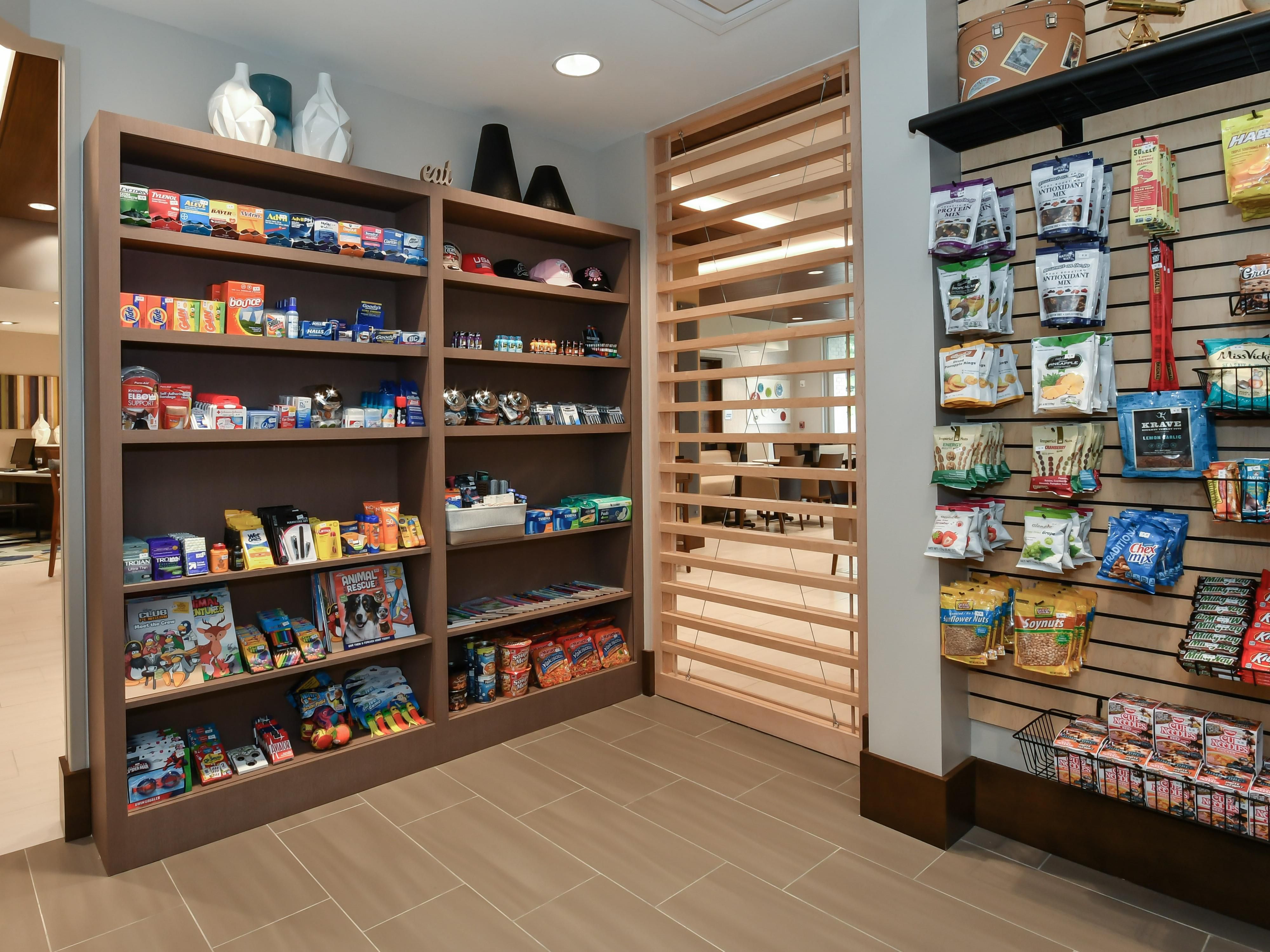 We've got what you need. Stock up on snacks and essentials in our lobby market, open 24/7.
