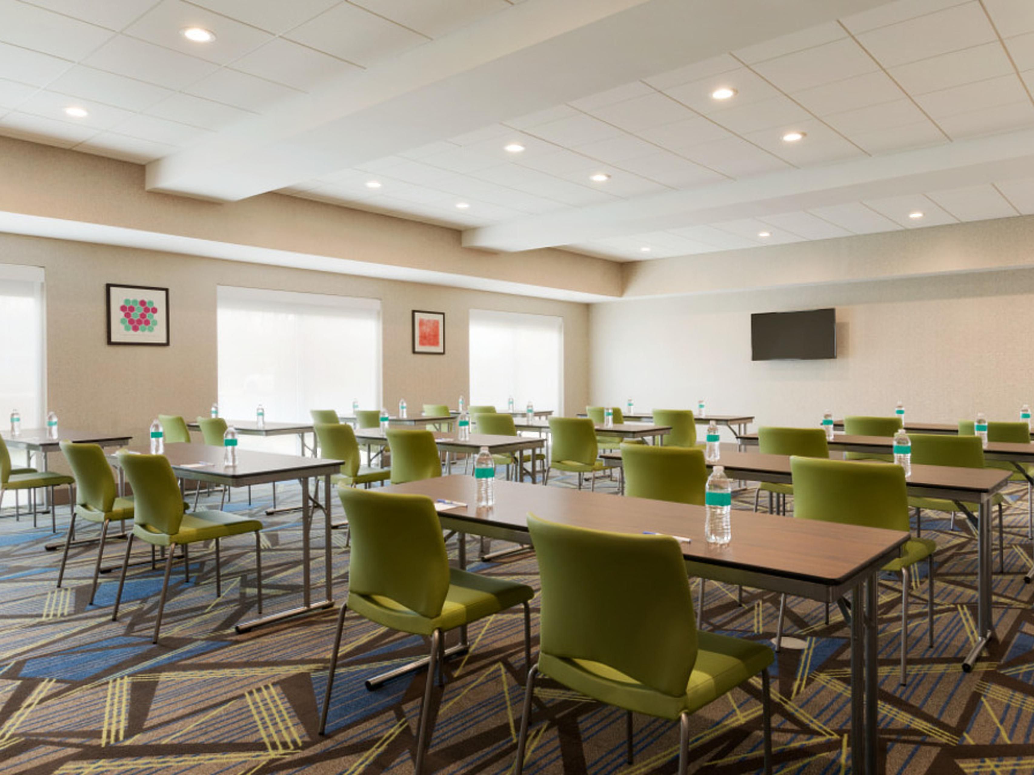 We offer a large, 1,100 sq ft, meeting space. We provide complimentary Wi-Fi, coffee, and also allow outside catering at no cost. We can assure you we are taking safety and sanitation precautions as well to ensure the safety of you and your guest. Contact sales today to book your next group, event, or meeting. 