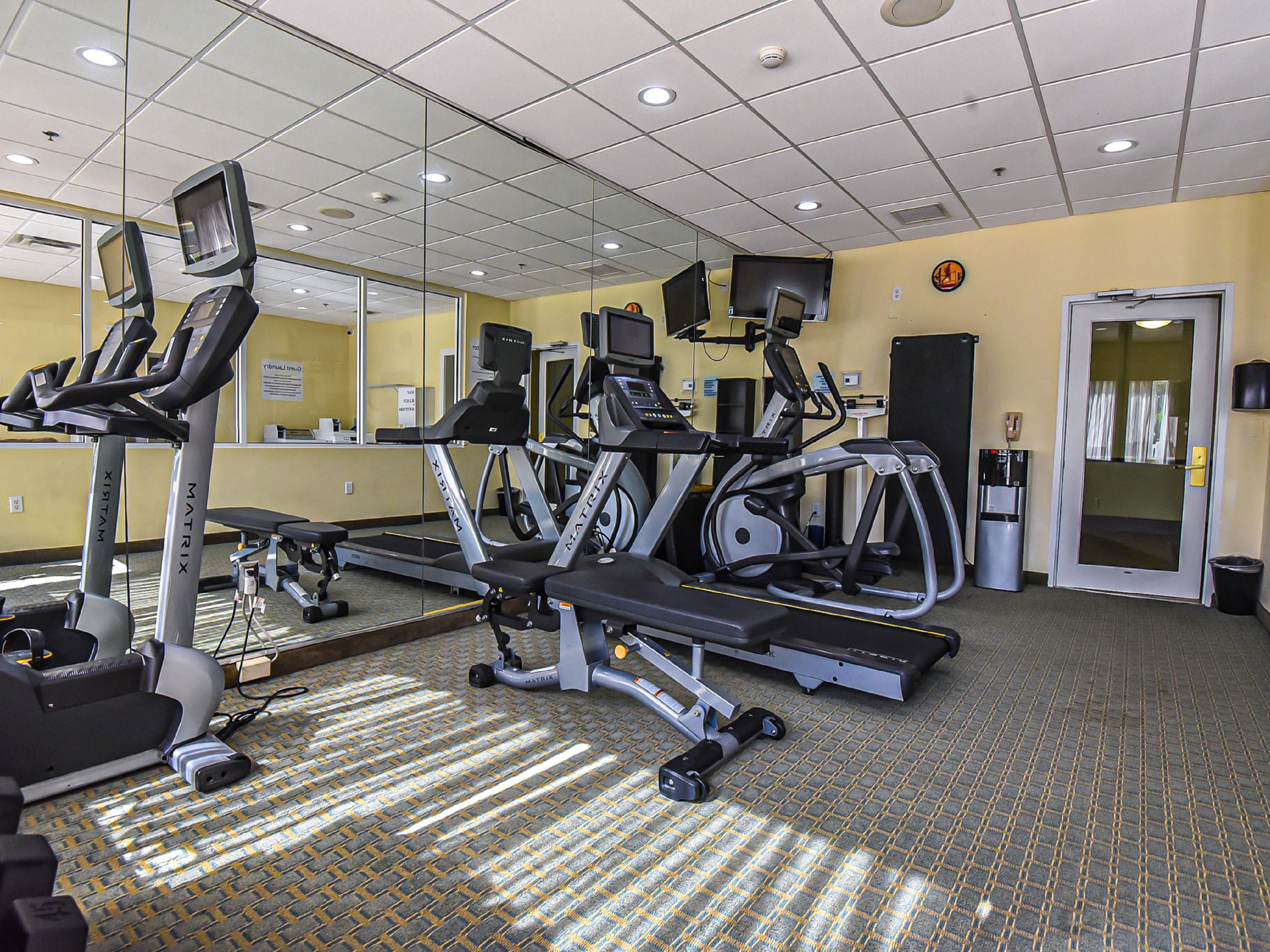 Stay fit in our 24/7 Fitness Center with cardio and strength-building equipment for every style of workout. With air conditioning and multiple types of each machine, there’s room (and cool air!) for everyone.