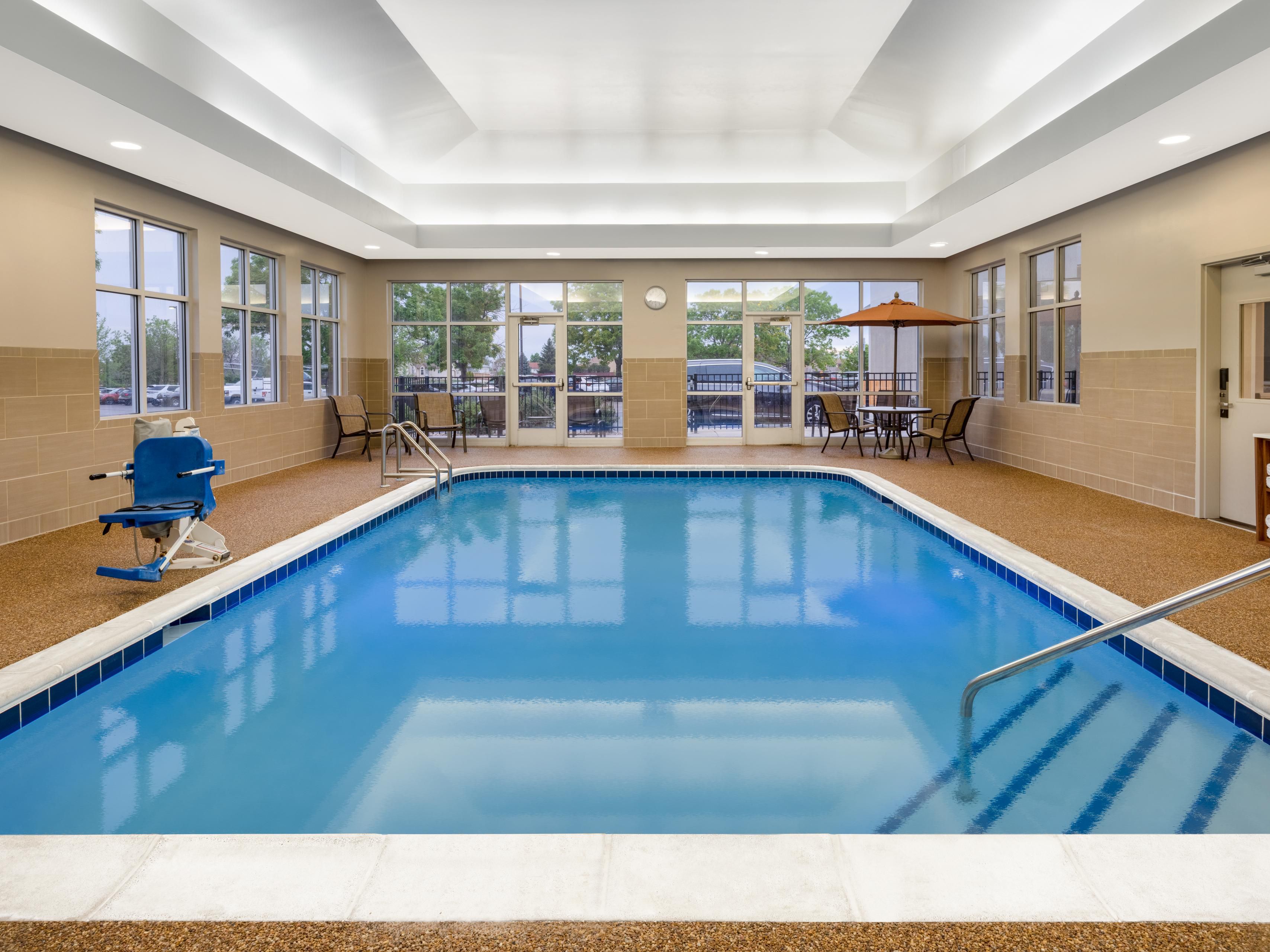 Enjoy a dip in the indoor swimming pool.