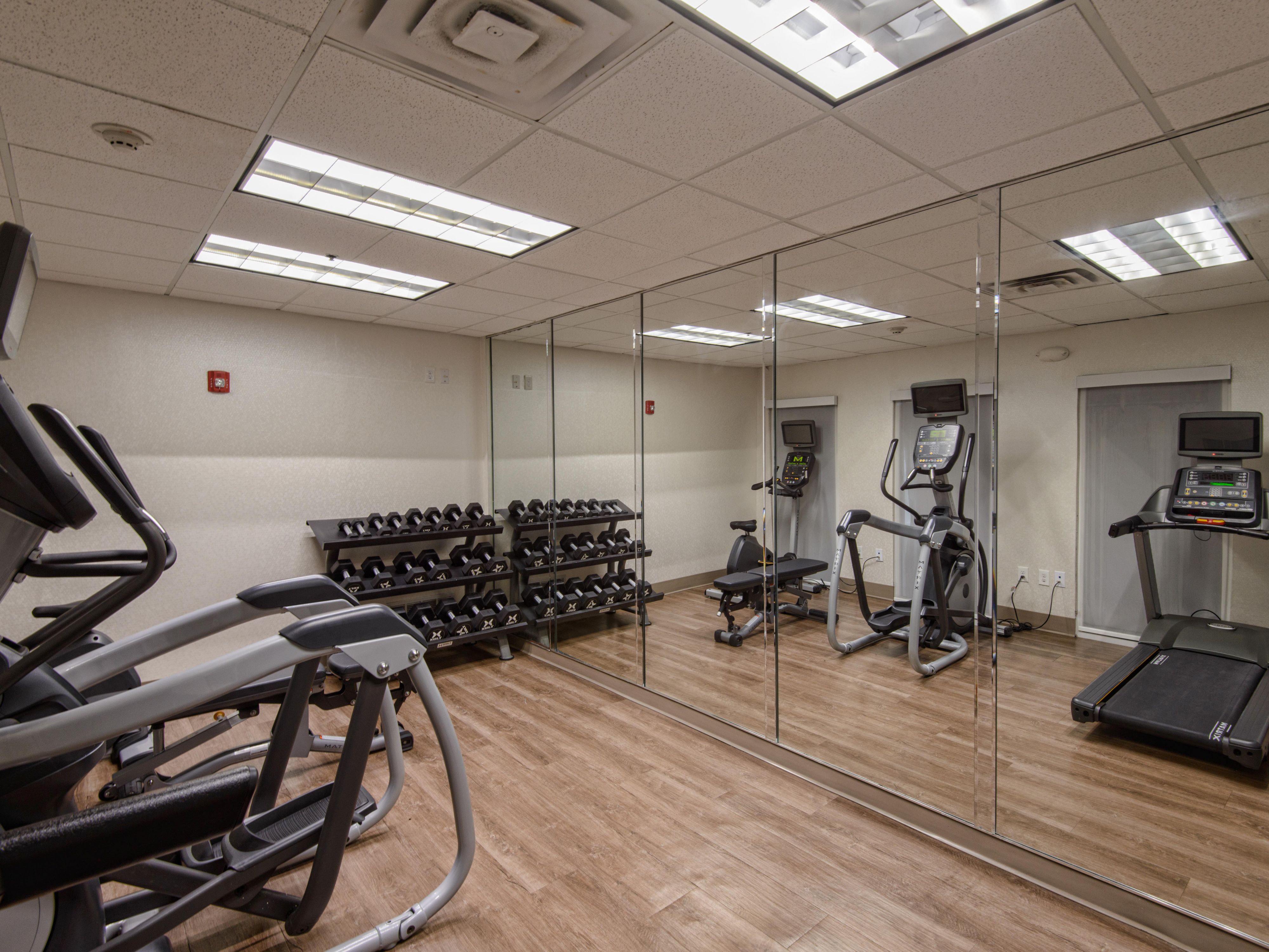 Enjoy our fitness center with cardio and weights