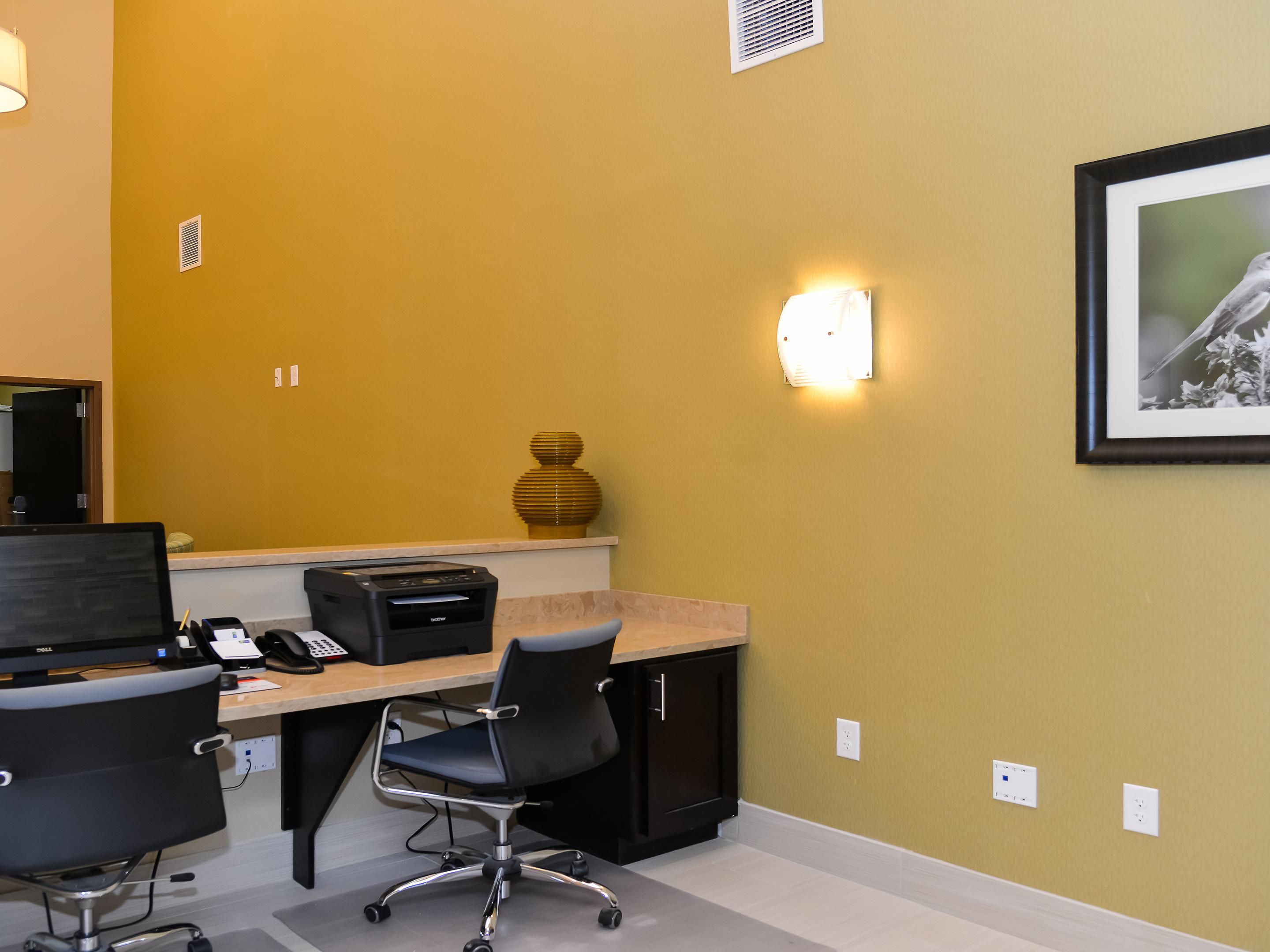 Use our complimentary business center to print or surf the web.