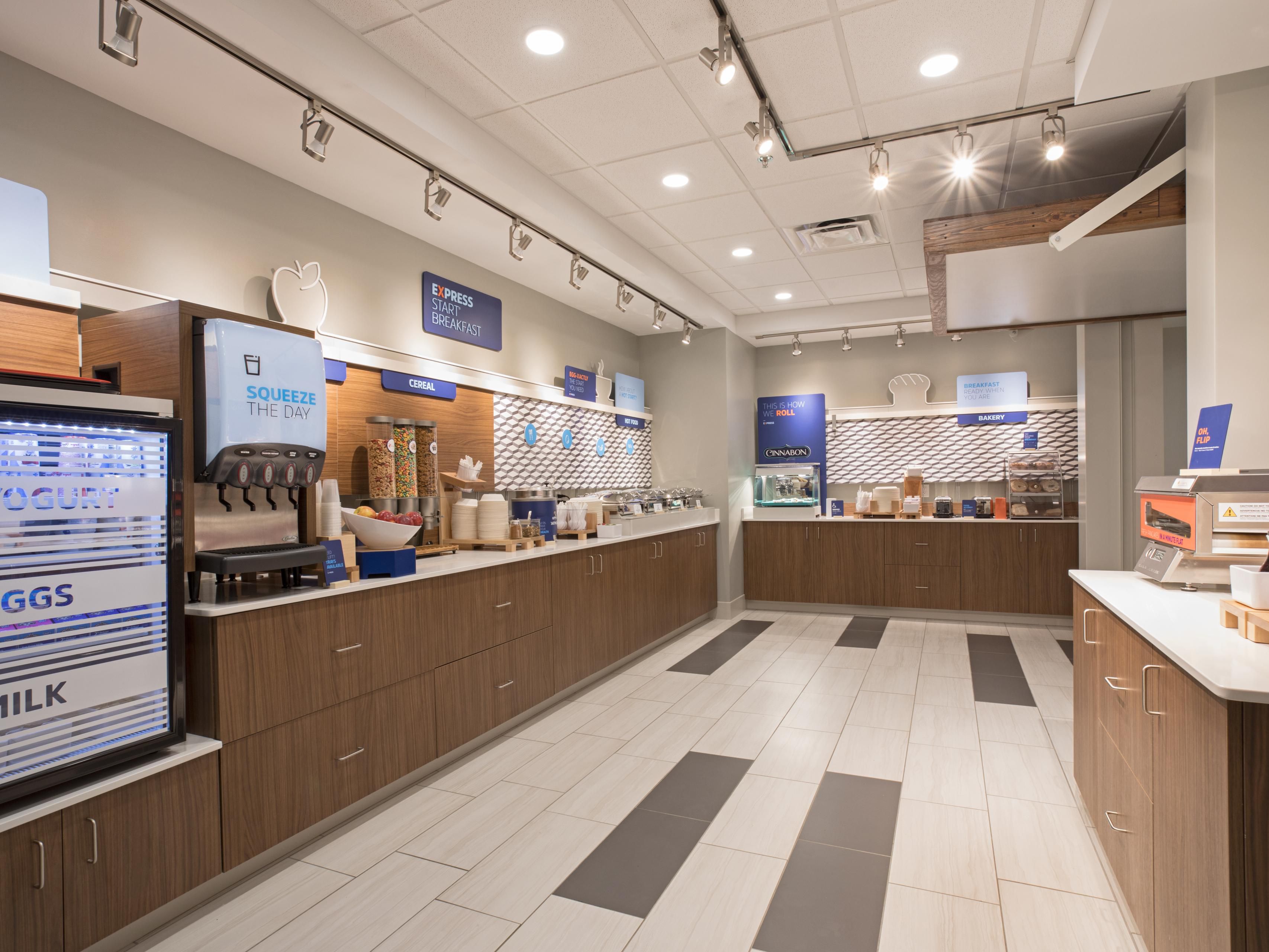 Start your day with fresh bacon and eggs, pancakes, or a sweet roll. Discover our new options, and new look, always included in your stay. . As always, our complimentary hot coffee is available around the clock. So, grab a plate, fuel up, and Be The Readiest® to conquer your day!