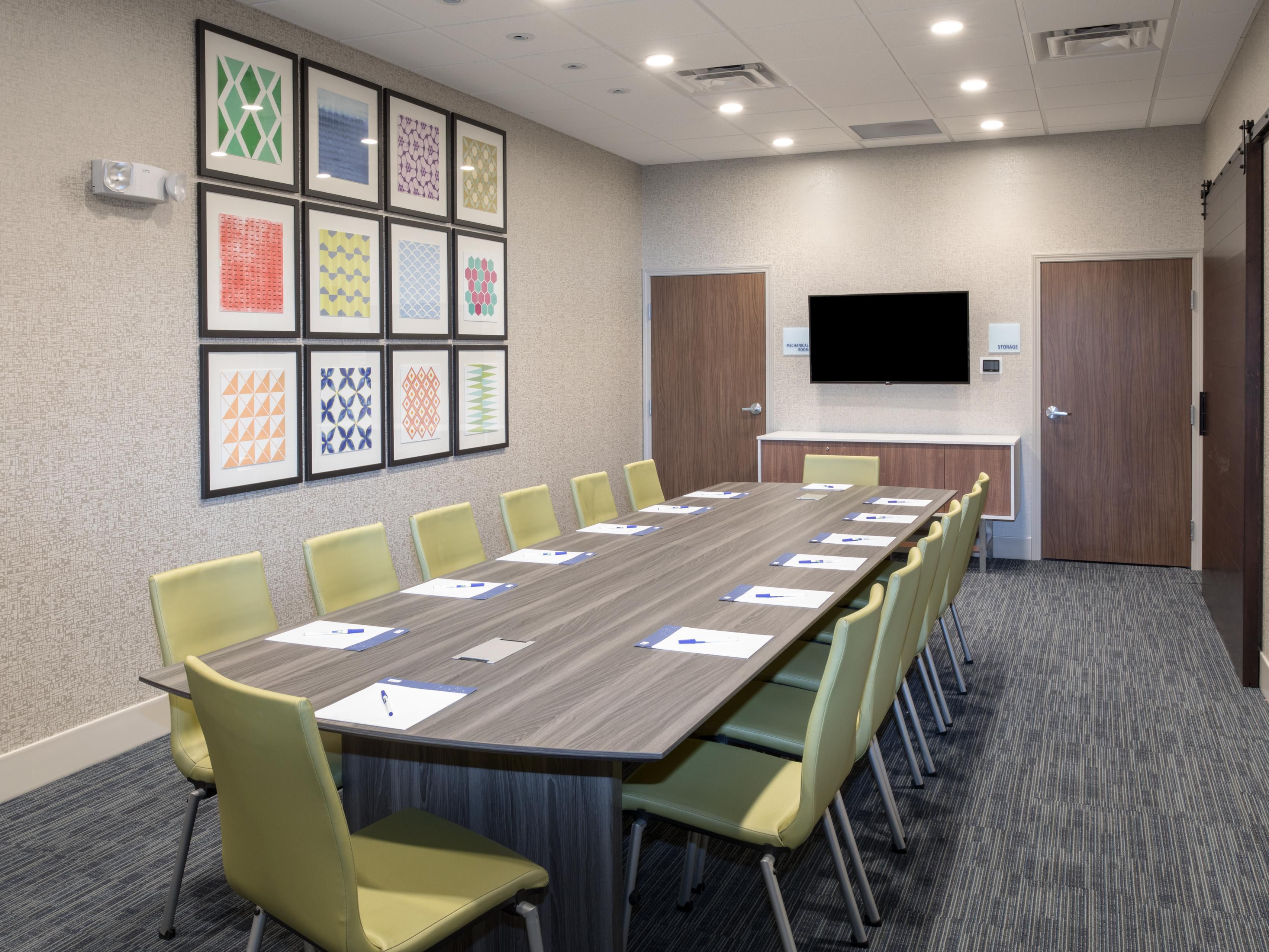 We have the perfect area for your small meetings training classes.  We have seating for 14 and great internet speed.  Contact our sales department today to book.
