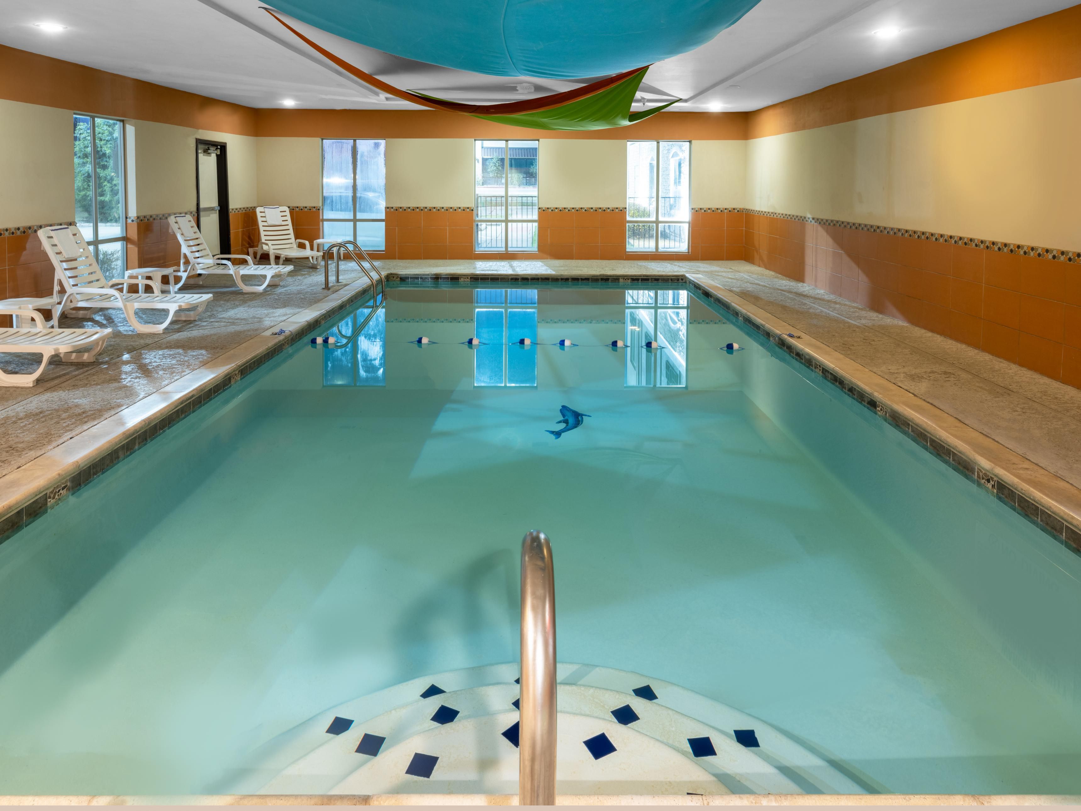 Take a refreshing dip in our indoor pool and hot tub.