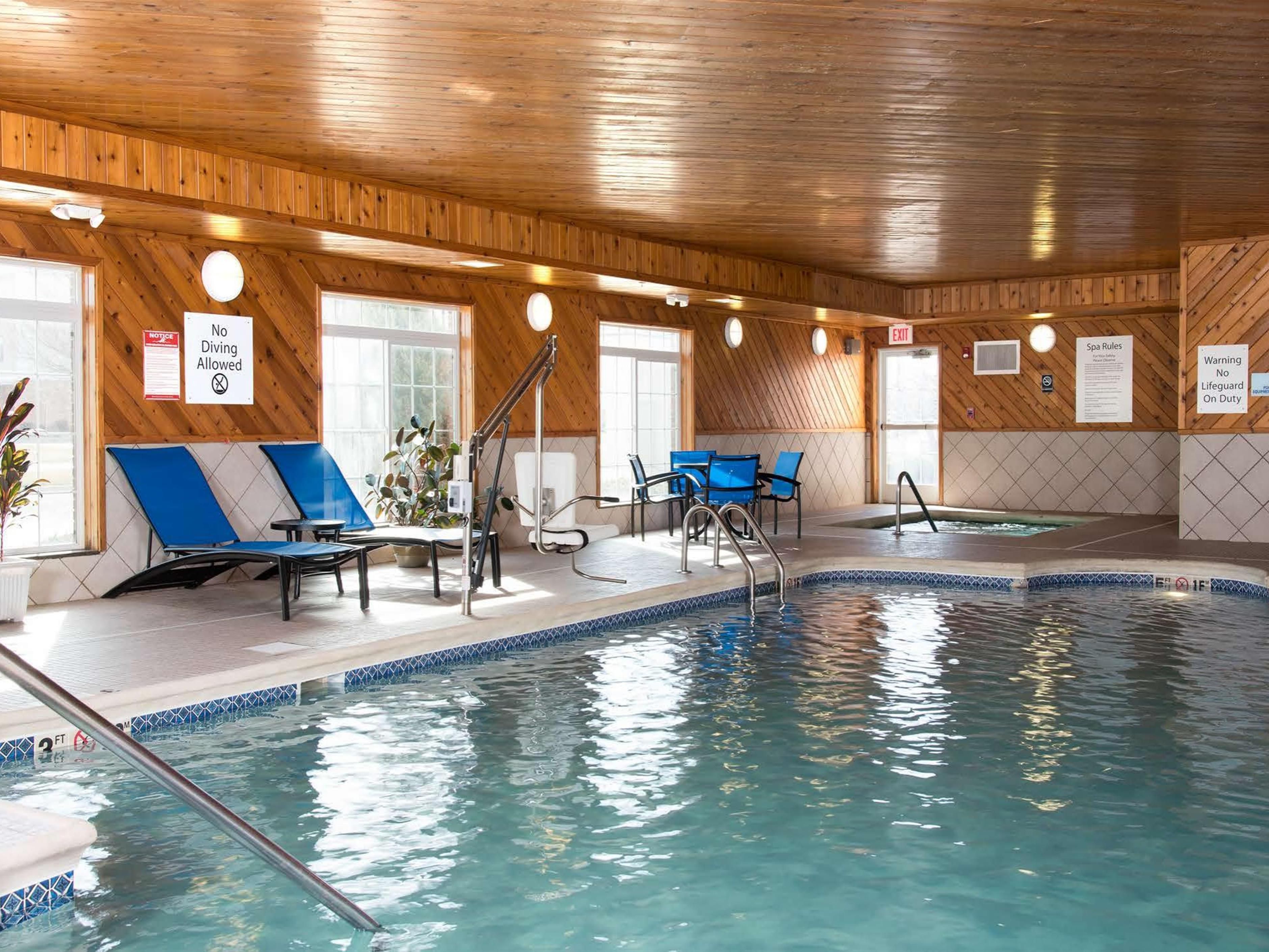 Relax and unwind in our indoor pool.