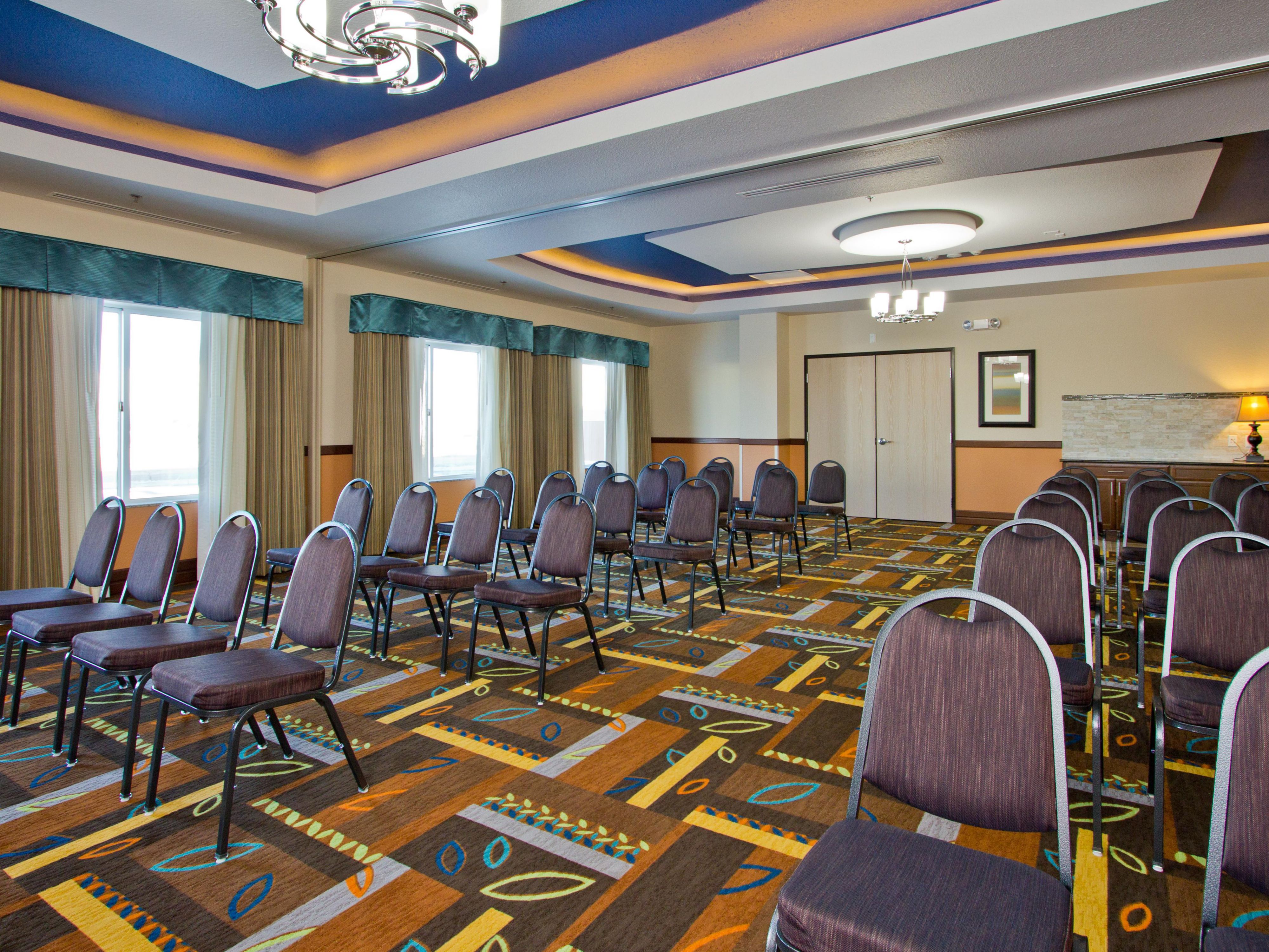 Are you looking to host a family reunion, a baby shower, a 50th wedding anniversary celebration, or maybe just to host a training class of sorts?  We've got you covered with our 1288 square foot meeting room! Depending on your set-up requirements, we have hosted as many as 100 people!.  Contact Ashley Prado at (303) 371-9498 for more information.