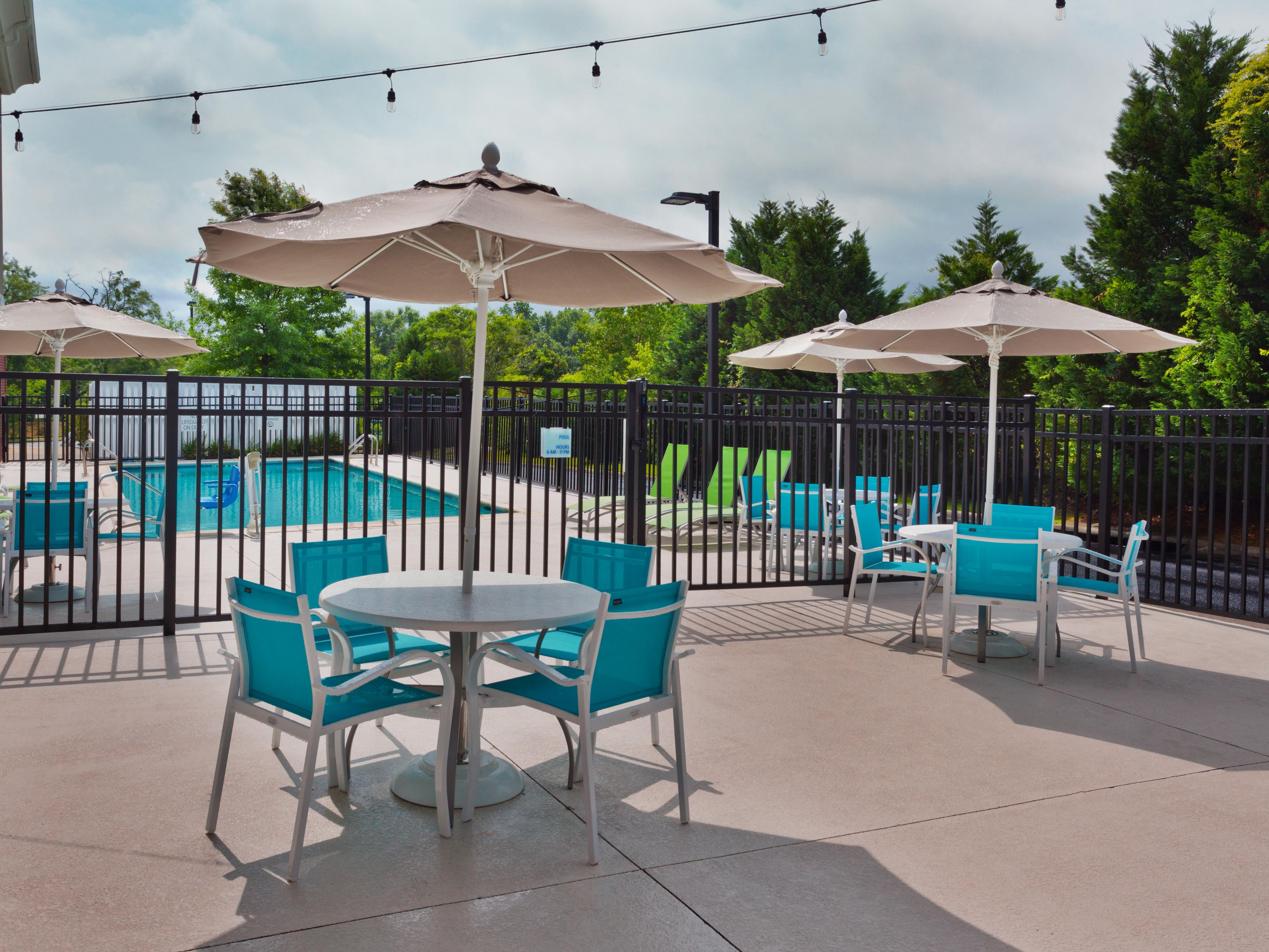 Enjoy our outdoor pool or relax on the patio under an umbrella.