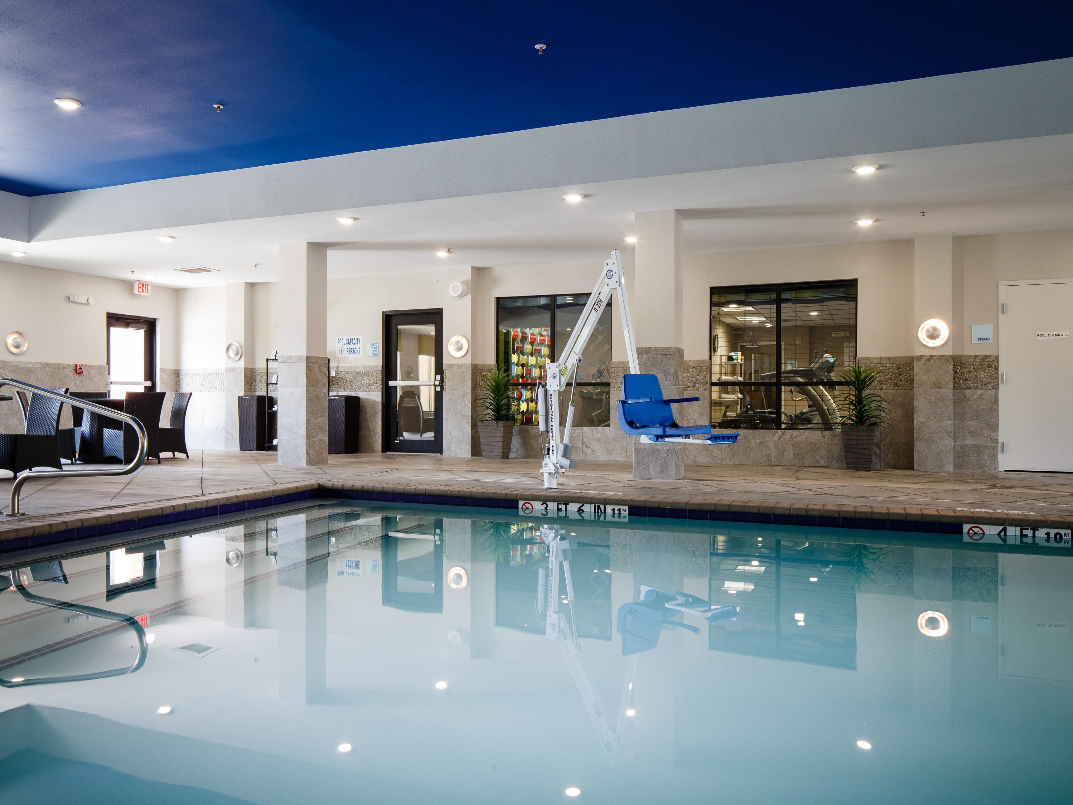 Doesn't matter if it's 115 degrees or 5 below 0, we've got you covered! Hop into our indoor pool year around to exercise, have fun with the family or just relax.
