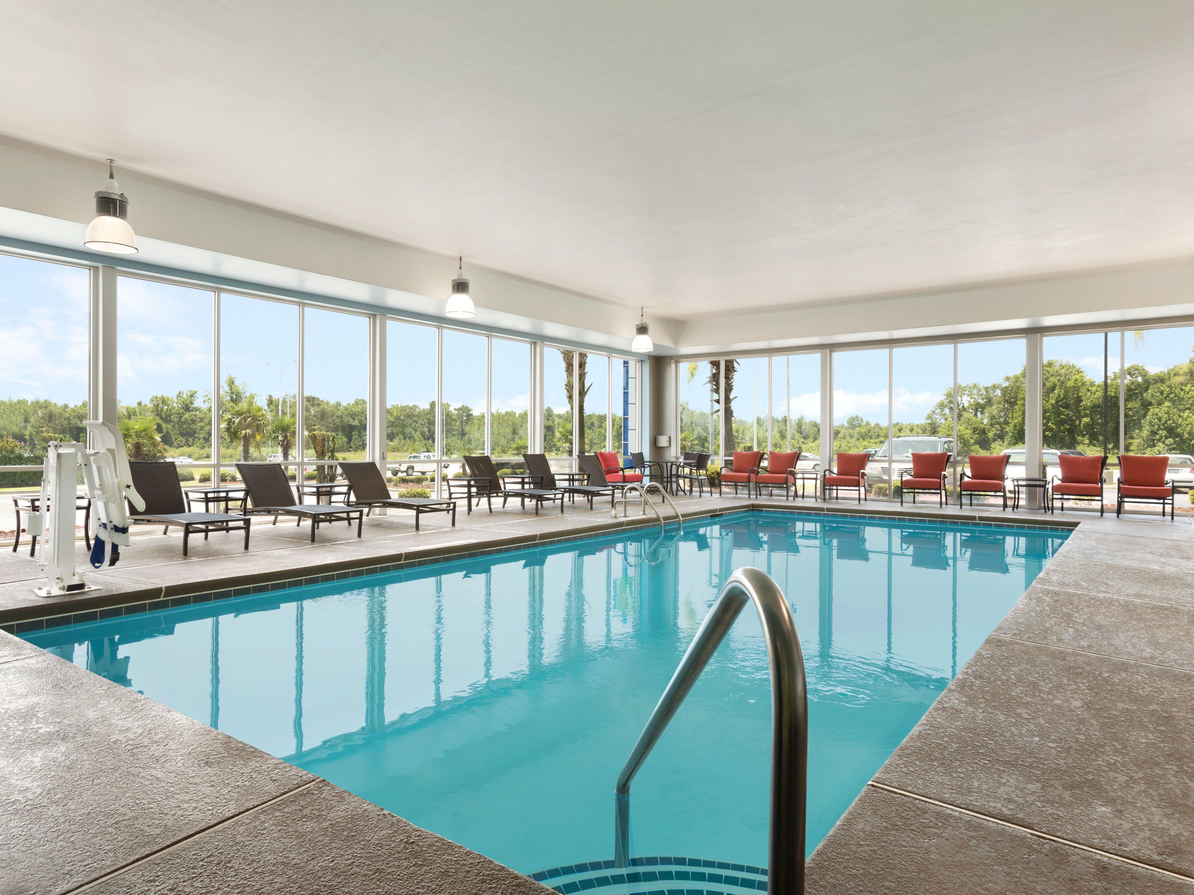 Planning a staycation? Unwind with us and take a dip in our relaxing indoor heated saltwater pool—perfect for year-round enjoyment.