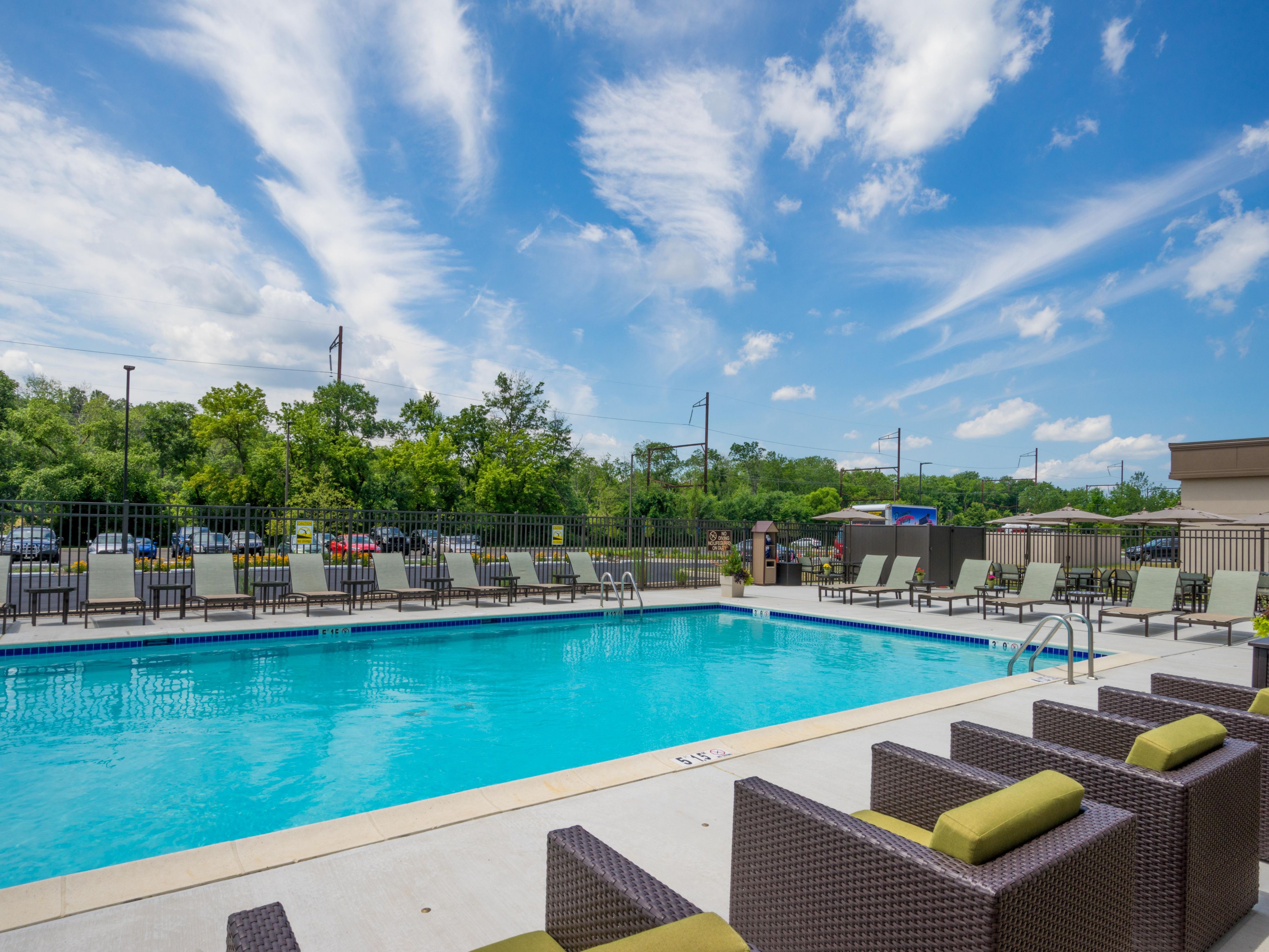 Enjoy a refreshing swim or unwind poolside at our seasonal outdoor pool, open daily from 11:00 AM to 8:00 PM. Whether you're looking to start your day with a splash or relax in the afternoon sun, our pool area offers the perfect retreat during your stay.