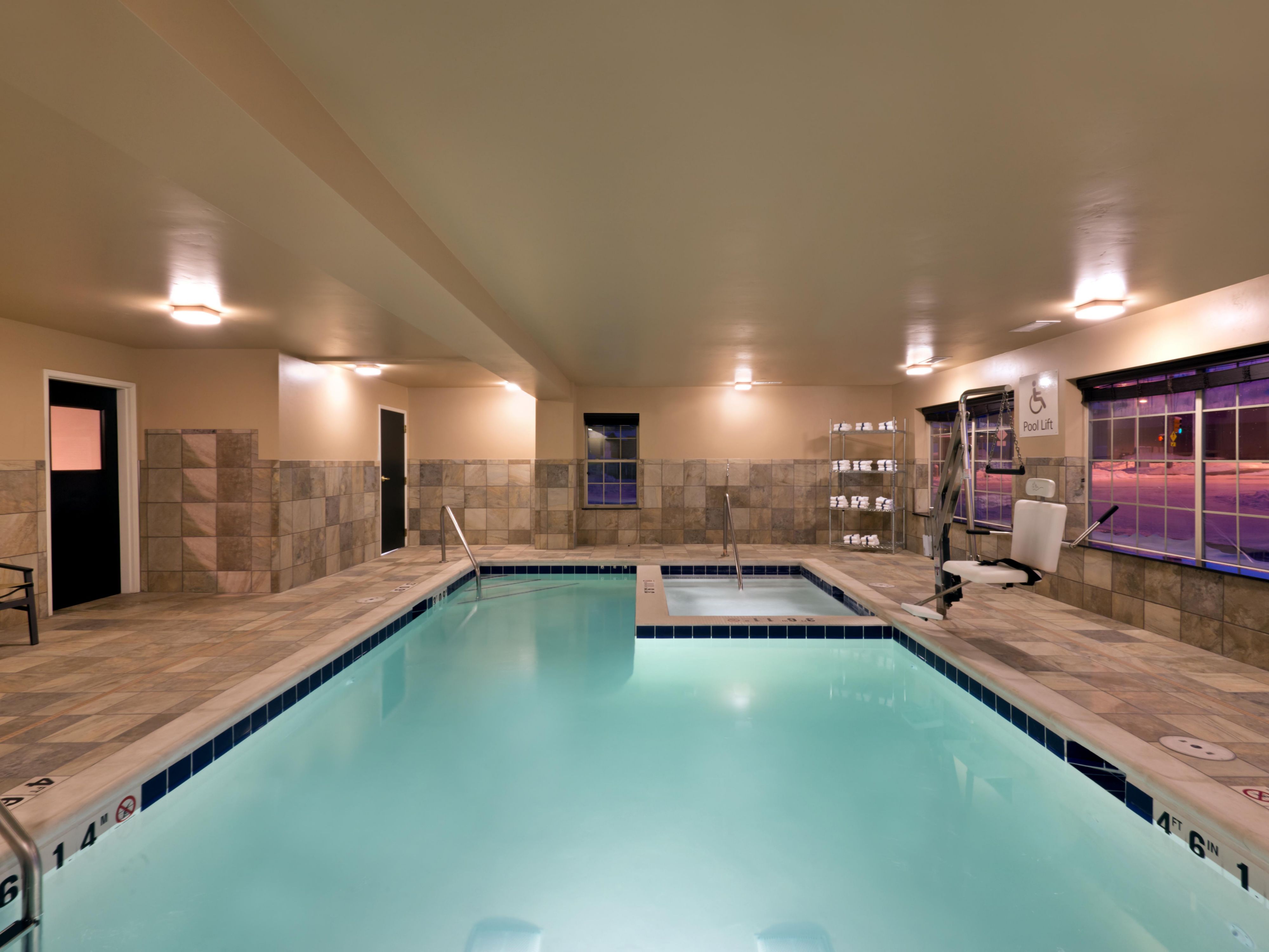 Enjoy year-round relaxation at Holiday Inn Express with our heated indoor pool and soothing hot tub. Whether you're unwinding after a long day or making memories with family, our refreshing amenities offer the perfect way to relax during your stay. Book your getaway today!