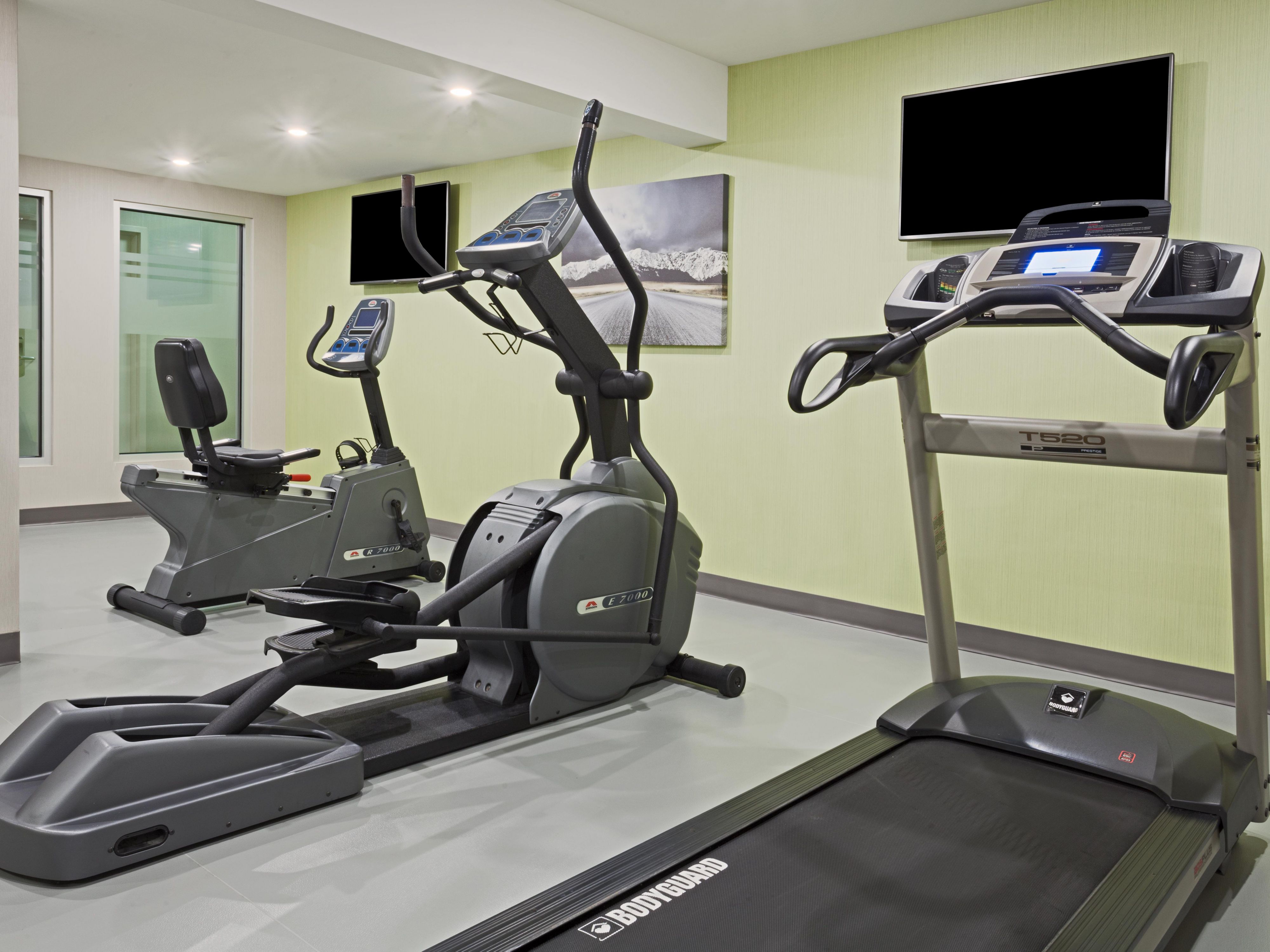 Our onsite fitness center has everything you need to get in a great workout on the road, so you don't have to feel like you're out of your routine. We've got treadmills, elliptical, recumbent bike, dumbbells, medicine ball and more