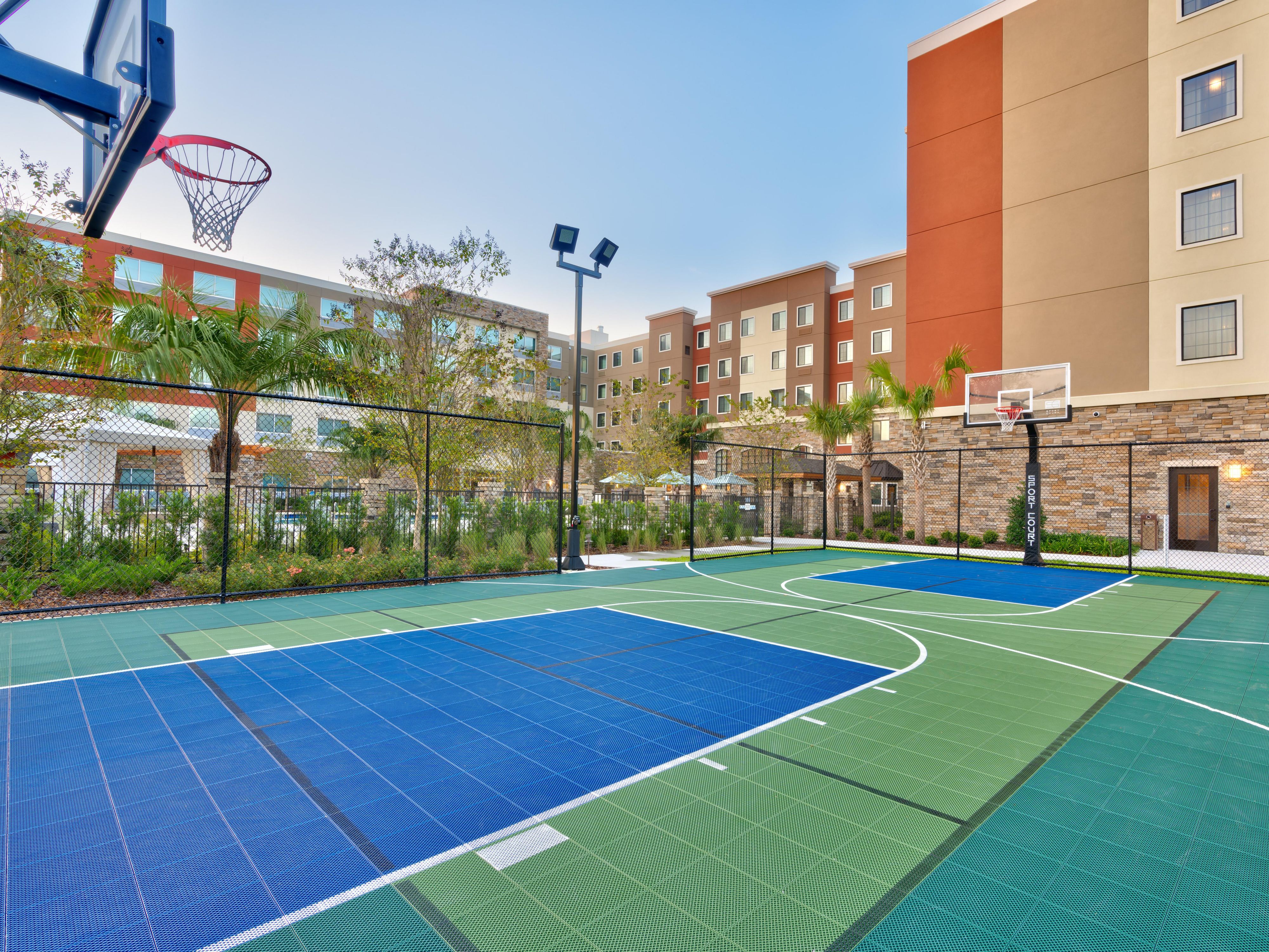 Full size Basketball Court for one on one or group activity.