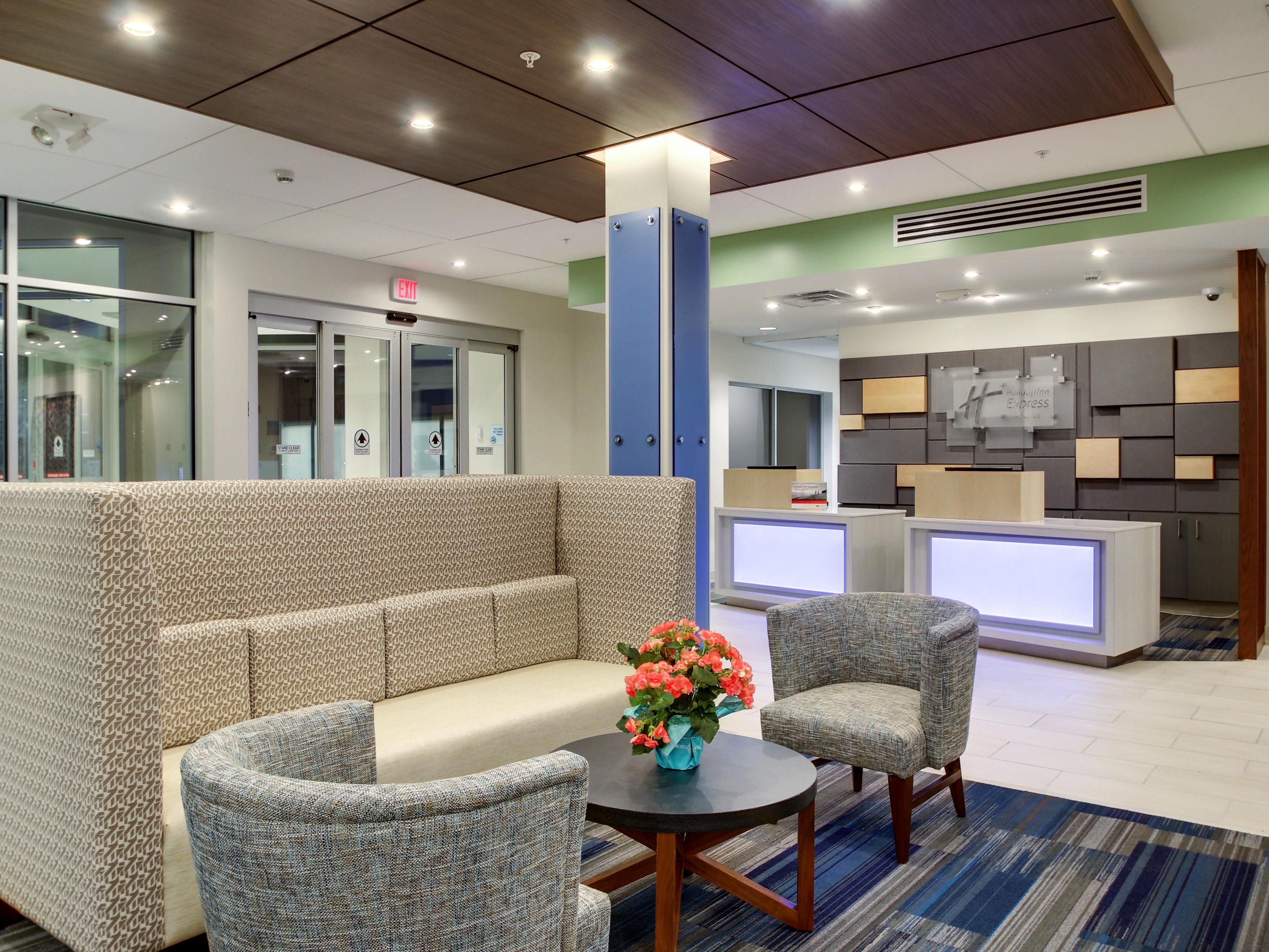 Relax in our new lobby after productive day at BNSF