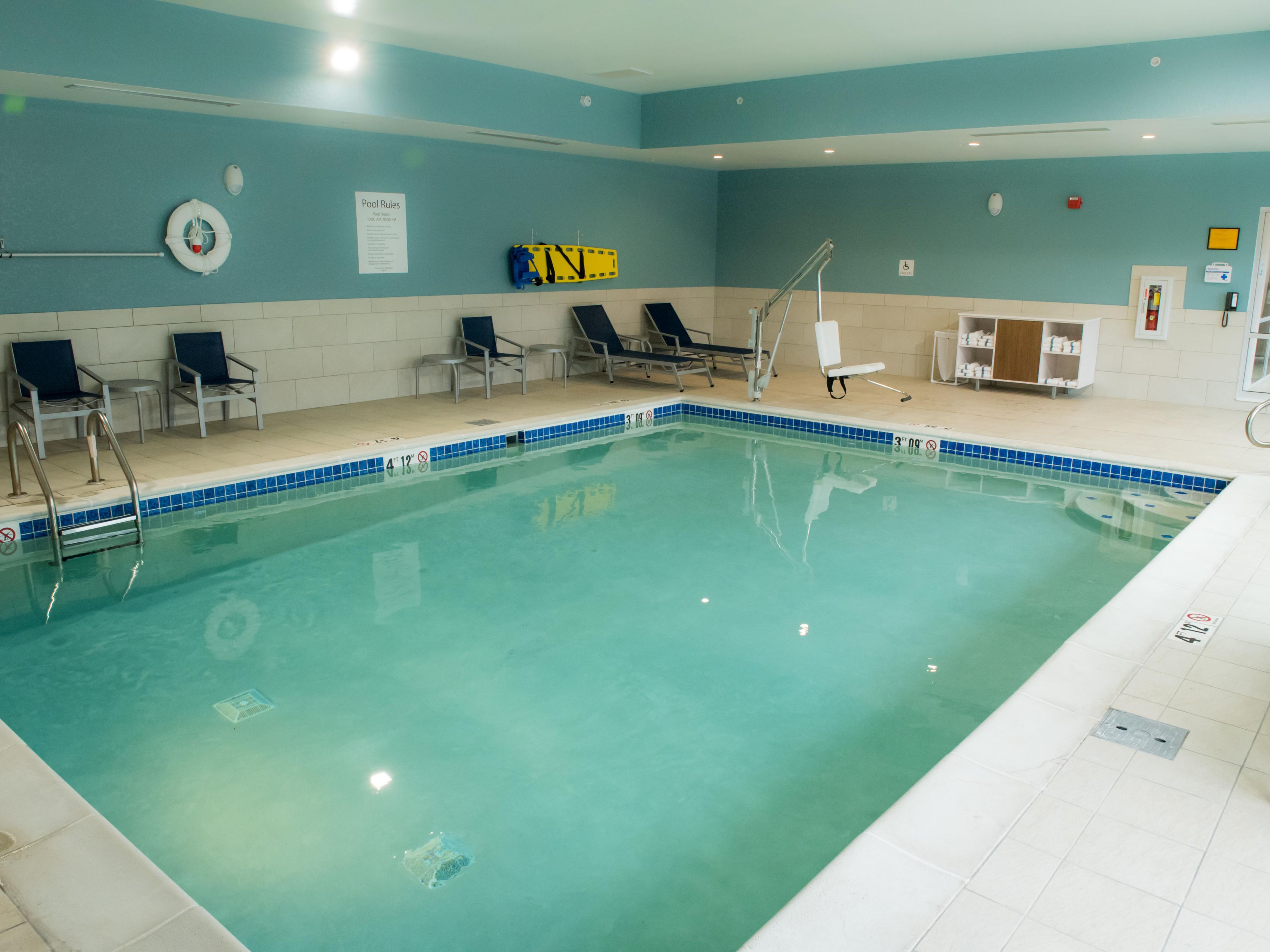 Our heated indoor swimming pool and Fitness Center are available for our guest's enjoyment. 