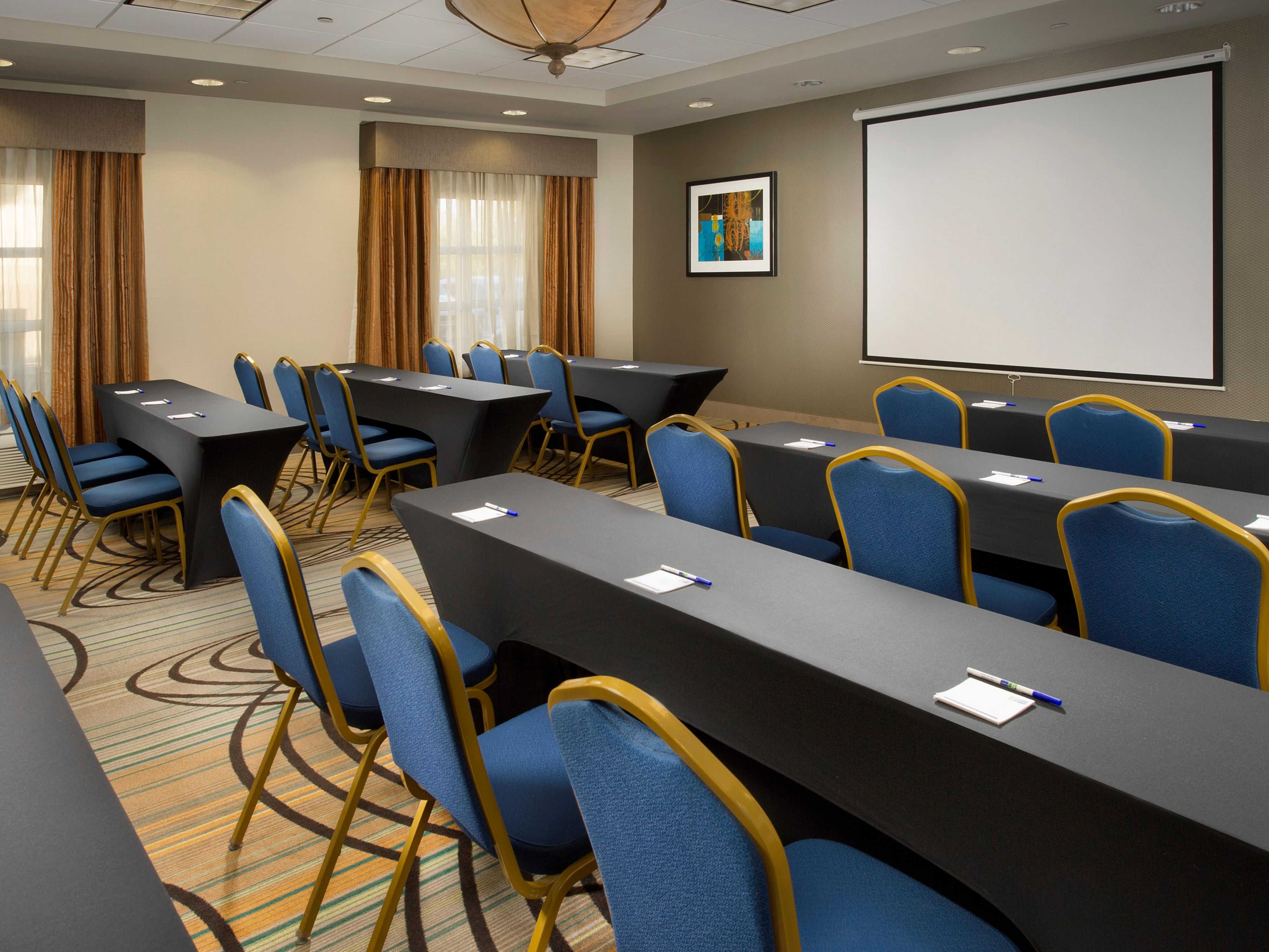 Host your business meeting in our 650 sq. ft. meeting space for 10 to 50 people. Free access to Wi-Fi and A/V equipment are included.