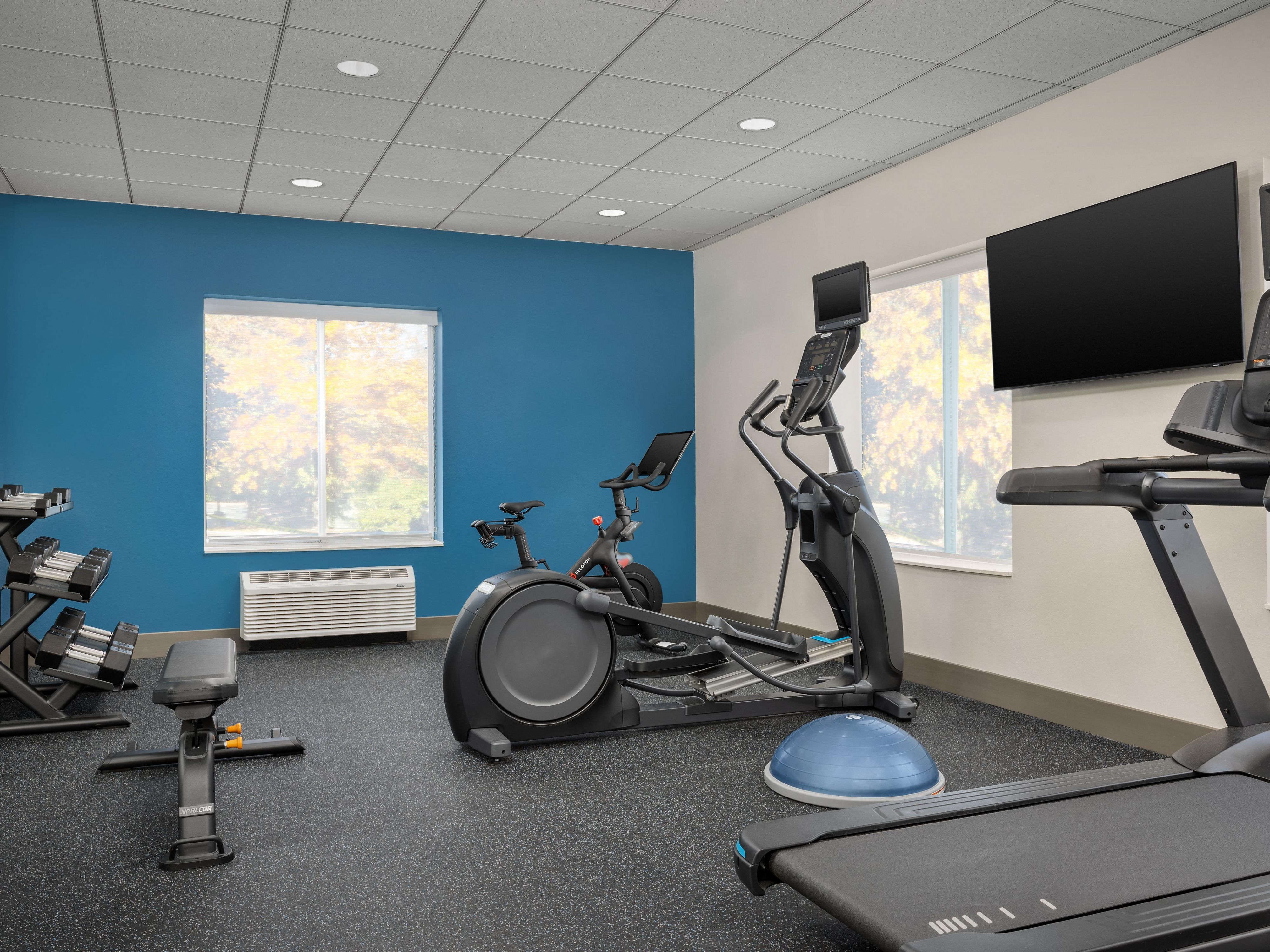 Stay road-ready with a workout in our 24/7 fitness center!