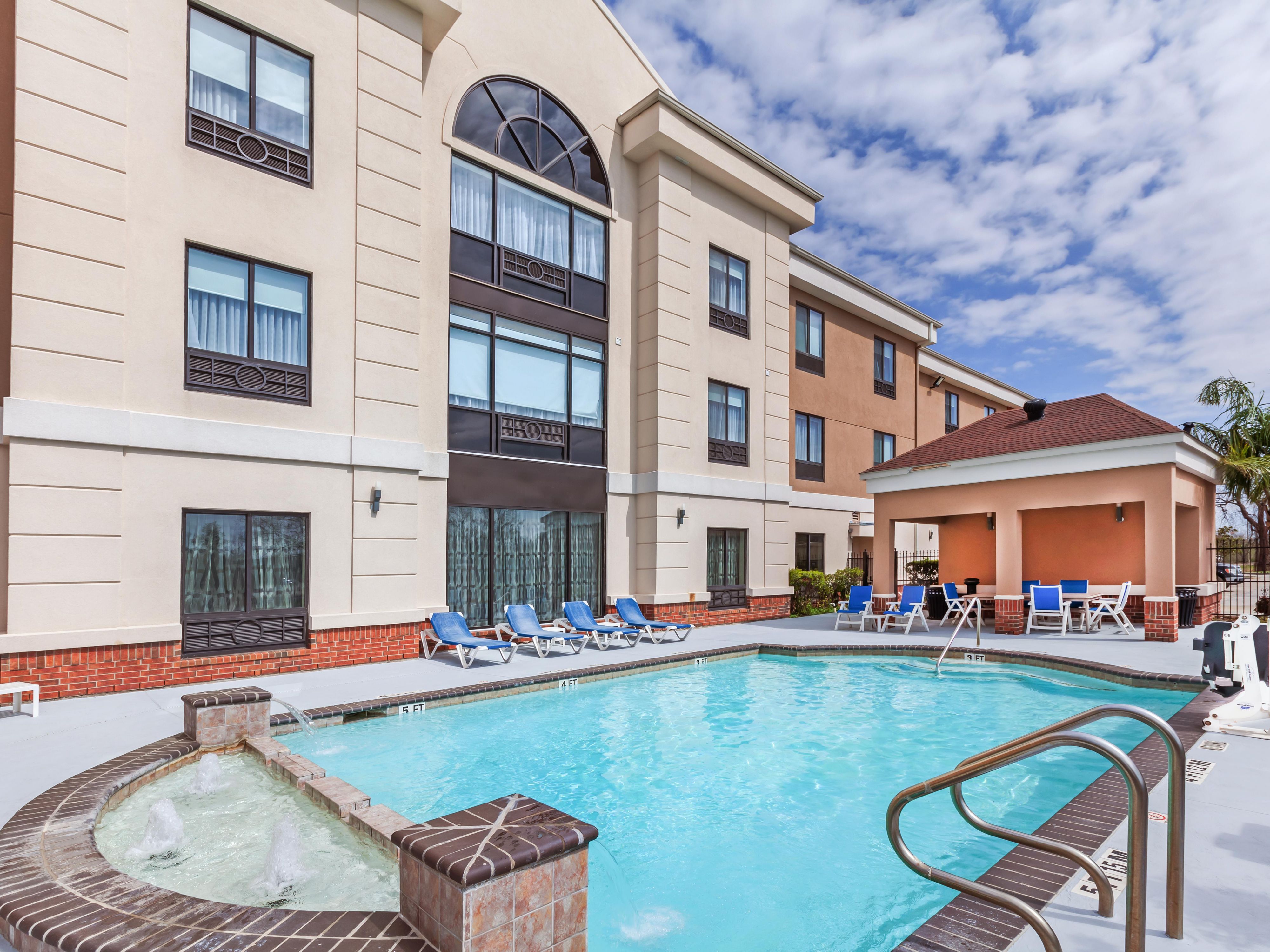 Our outdoor pool oasis is ideal for recreation and relaxation.